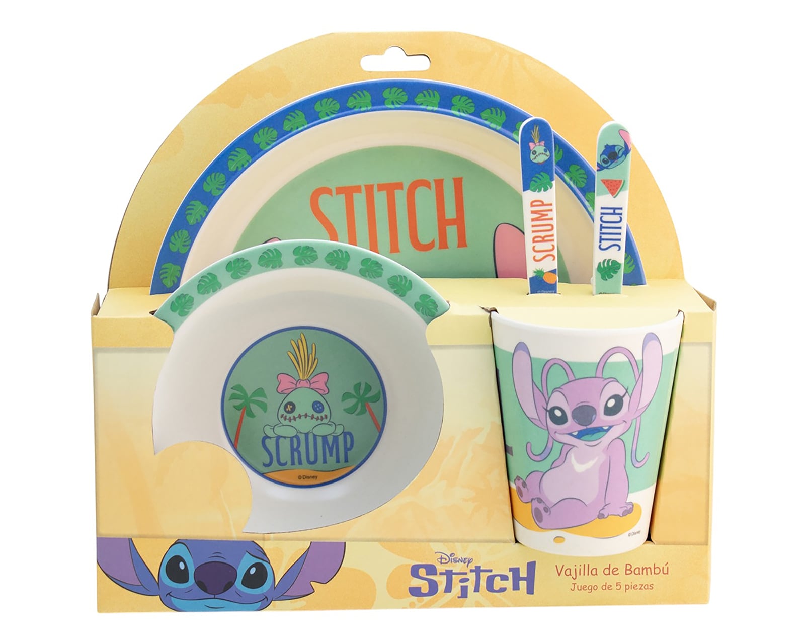 Vajilla de Bambú Azul para 1 Persona 5 Piezas