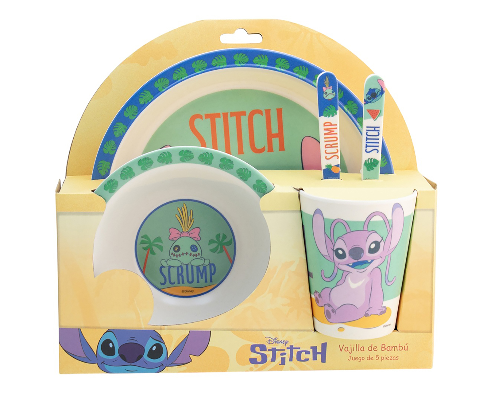 Vajilla de Bambú Azul para 1 Persona 5 Piezas