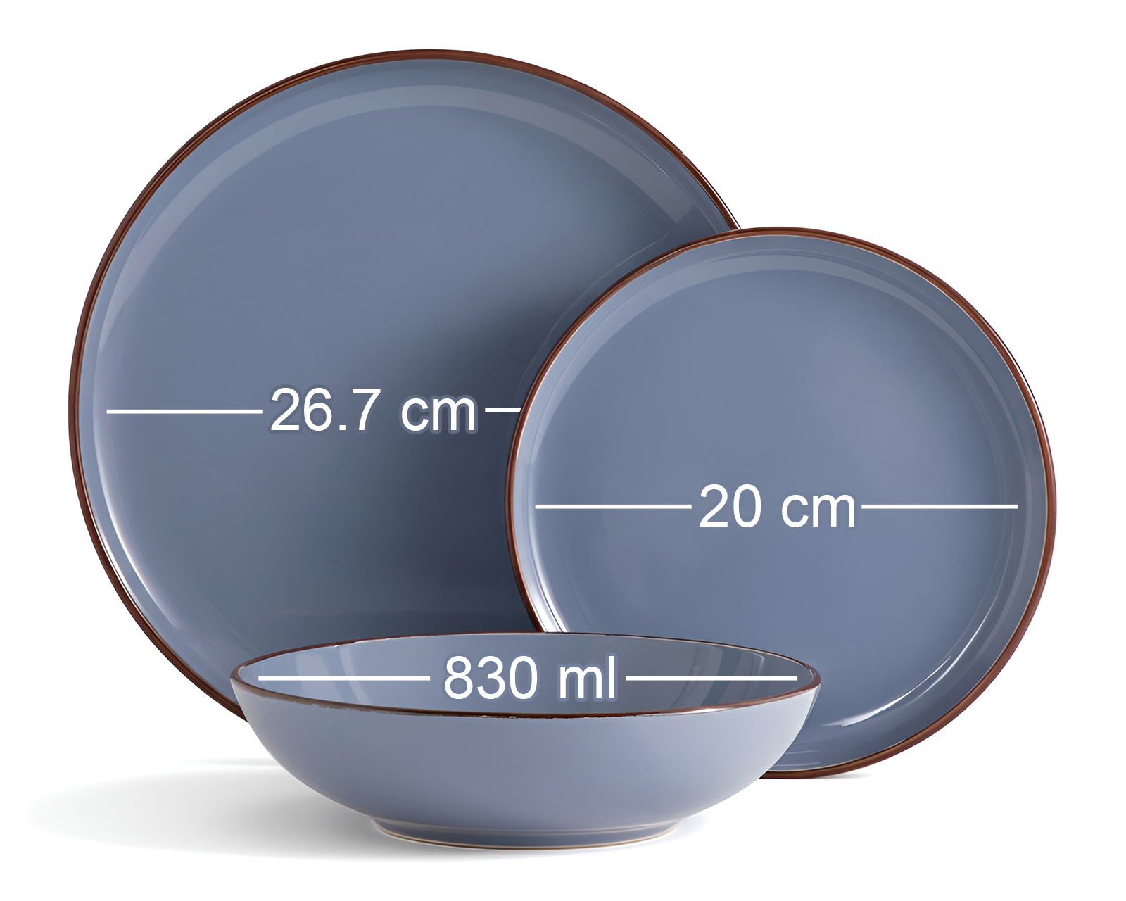 Foto 6 | Foto 6 | Vajilla de Cerámica Azul para 4 Personas 12 Piezas