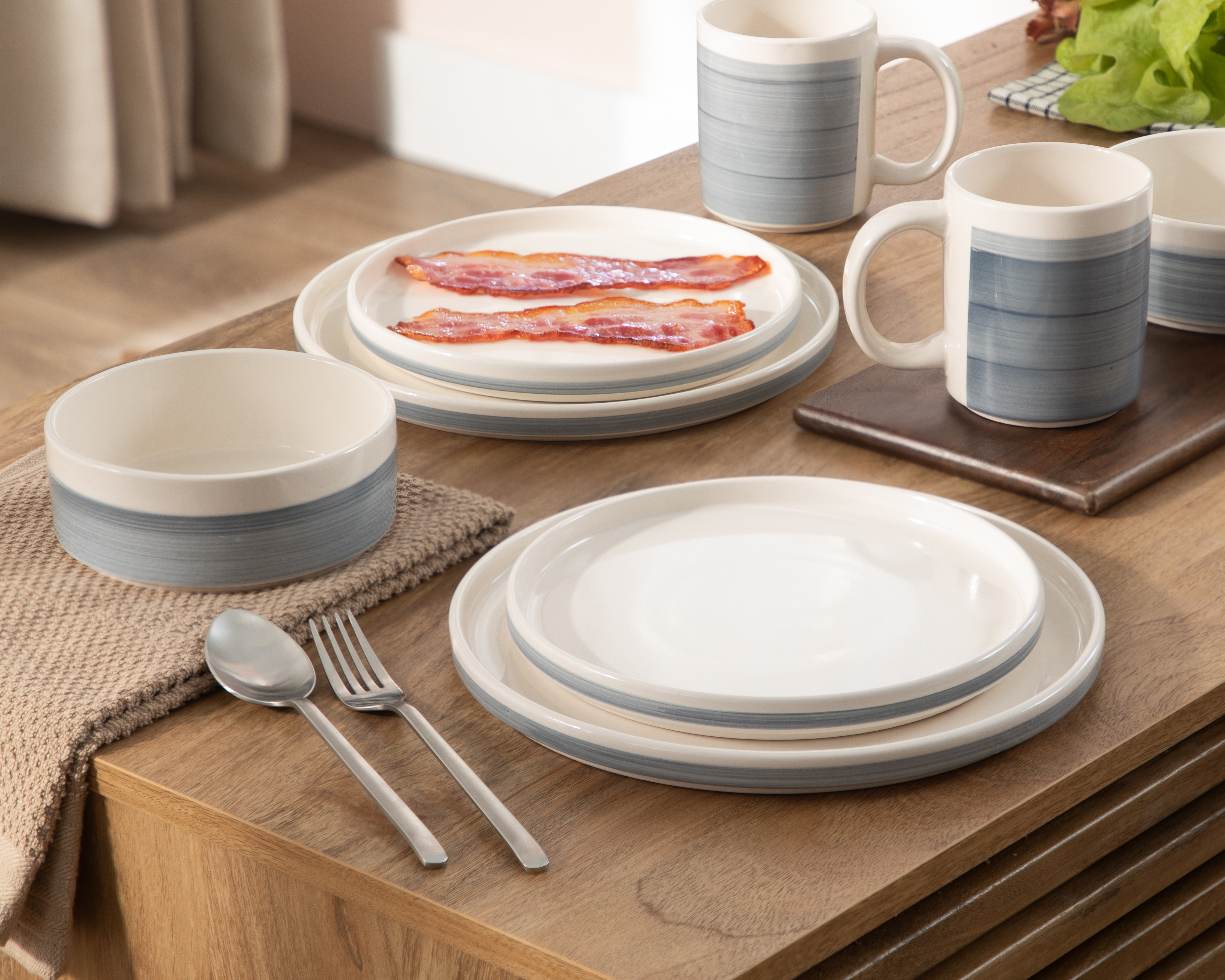 Vajilla de Cerámica Blanca para 4 Personas 16 Piezas