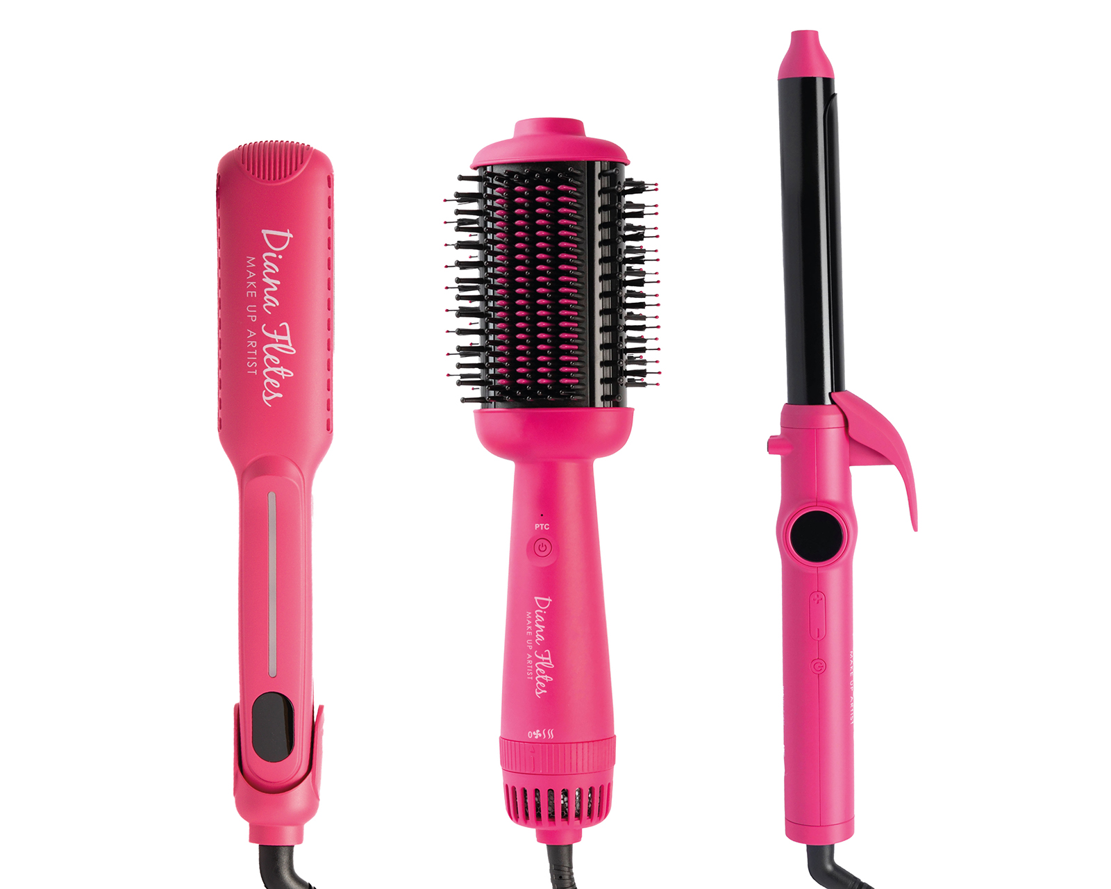 Combo de Plancha Cepillo Secador y Rizador para Cabello Diana Fletes 3 en 1