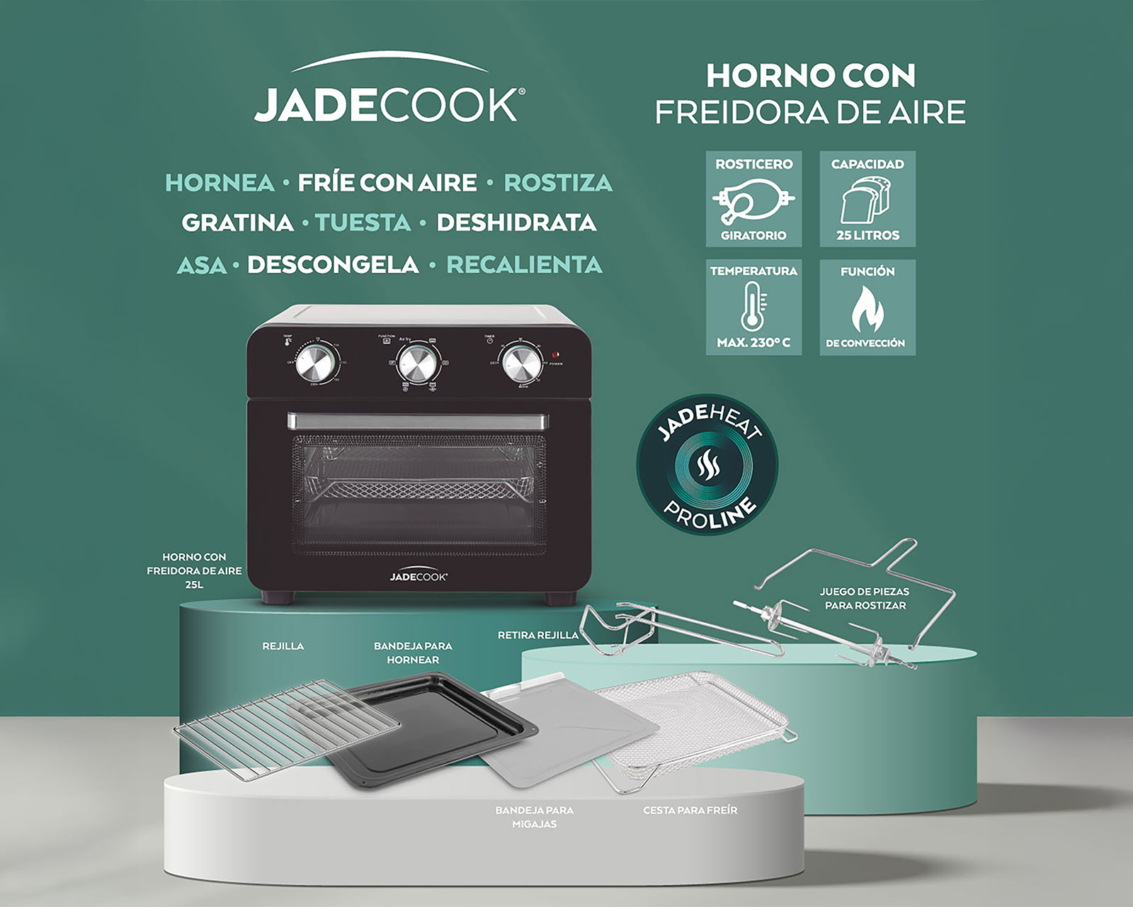 Foto 3 pulgar | Foto 2 | Horno Freidora de Aire Jade Cook 25 Litros