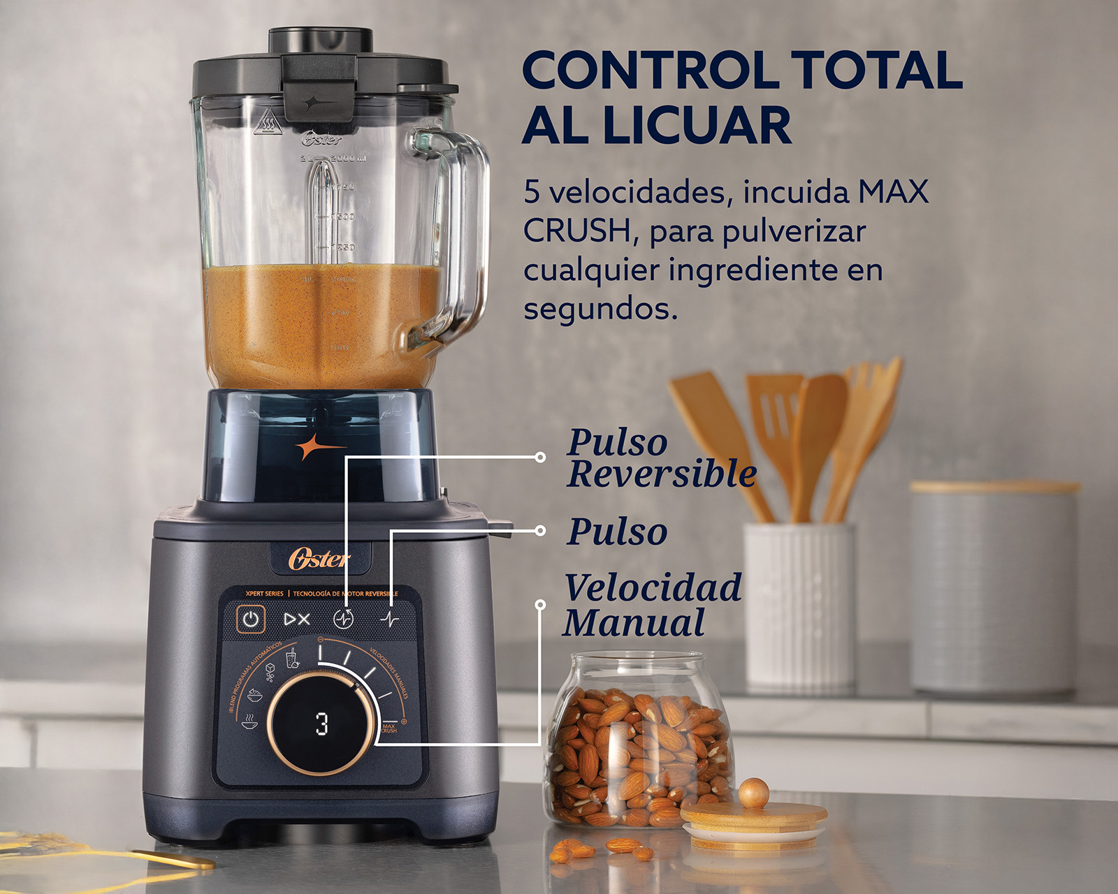 Foto 4 | Foto 4 | Licuadora Oster Titán Max Crush 5 Velocidades con Vaso de Vidrio y Accesorios
