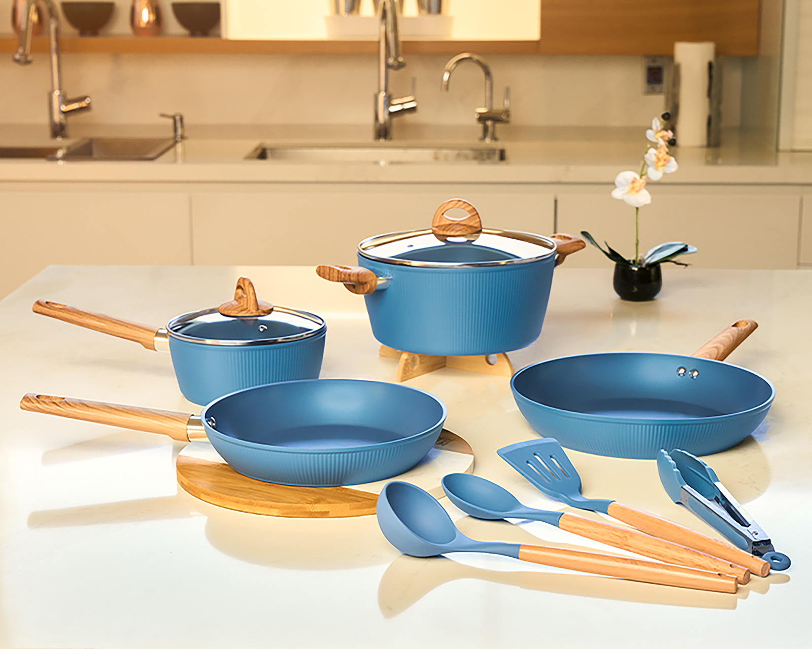 Foto 6 pulgar | Foto 5 | Batería de Cocina Home Space Azul 10 Piezas