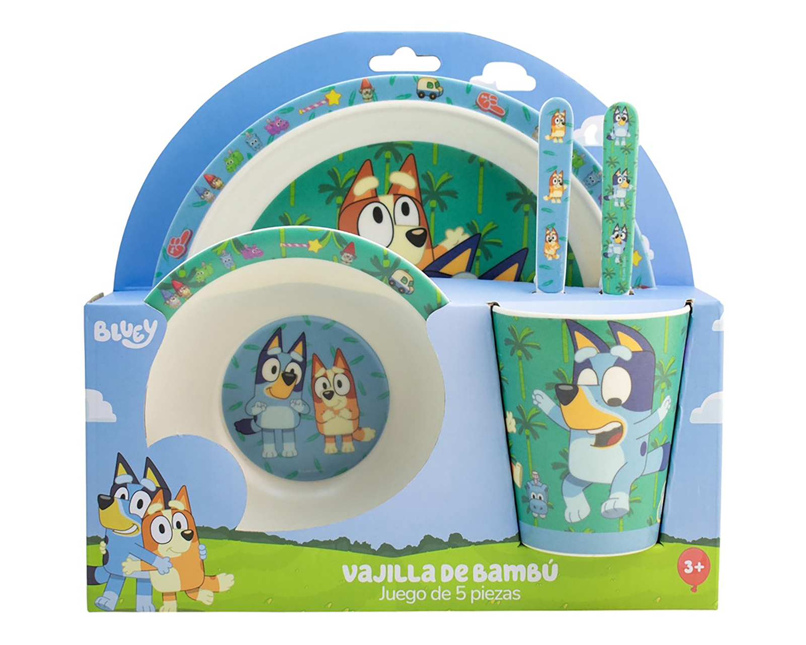 Foto 2 pulgar | Foto 1 | Vajilla de Bambú Azul para 1 Persona 5 Piezas