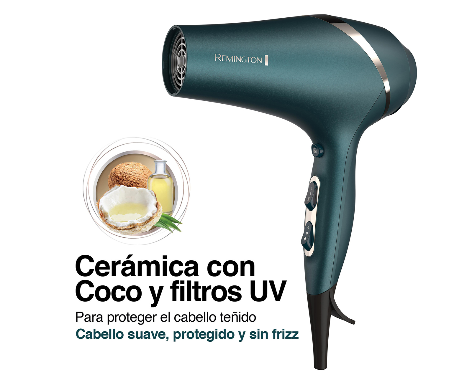 Foto 3 pulgar | Foto 2 | Secador de Cabello Remington 1900 W Cerámica con Coco y Filtro UV AC8607-110F