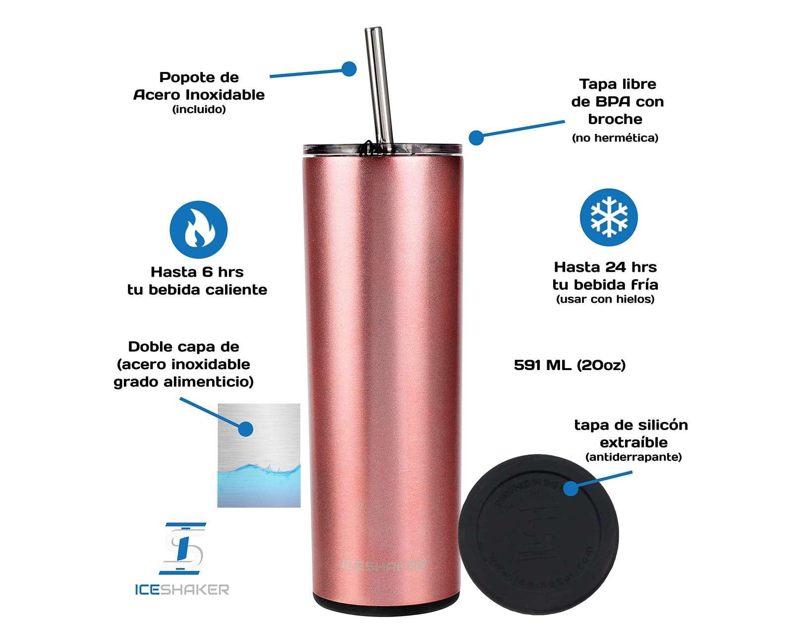 Foto 6 pulgar | Foto 5 | Termo Ice Shaker Skinny Rosa Or de 590 ml