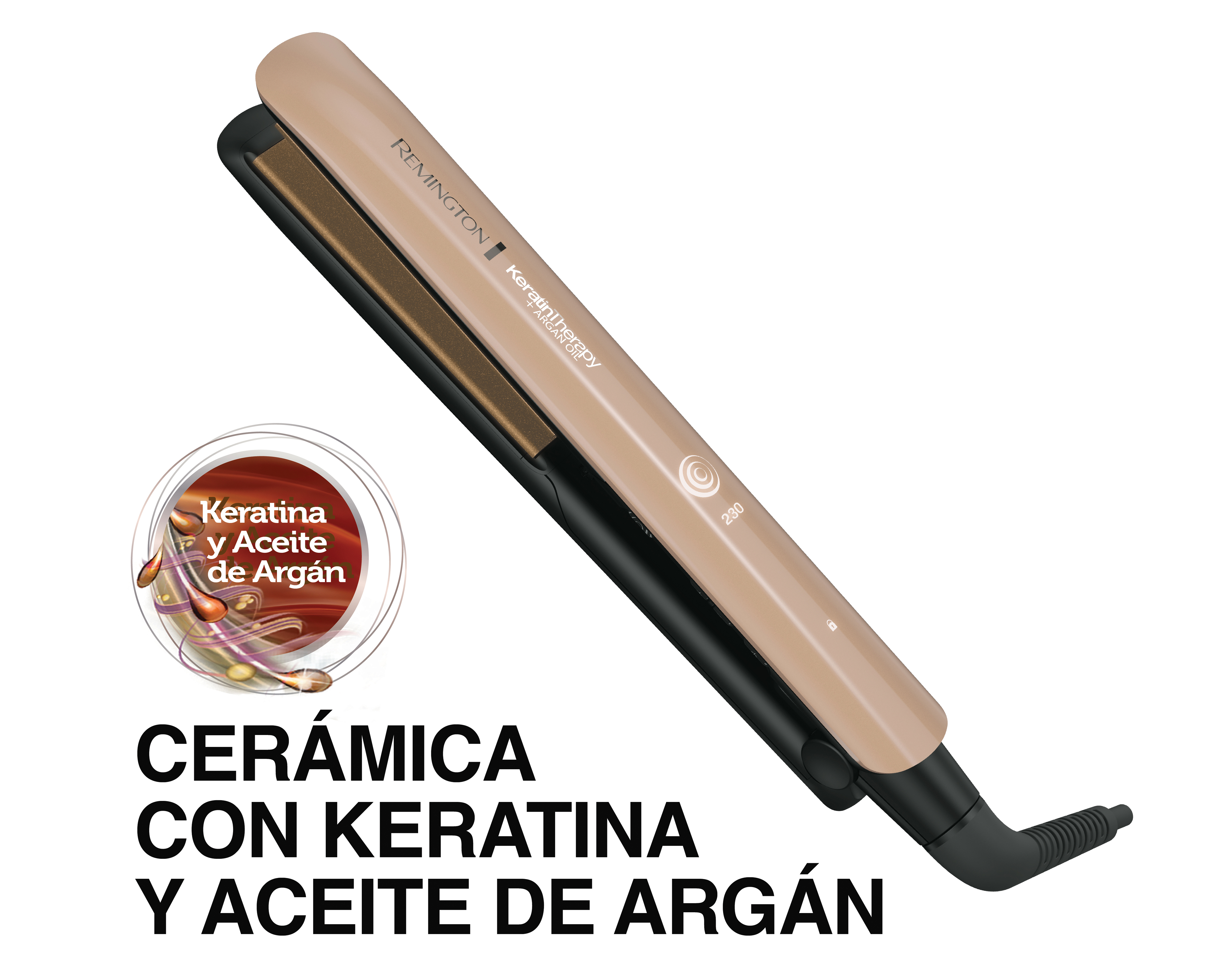 Plancha para Cabello Remington Keratin Therapy Cerámica con Keratina y Aceite de Argán