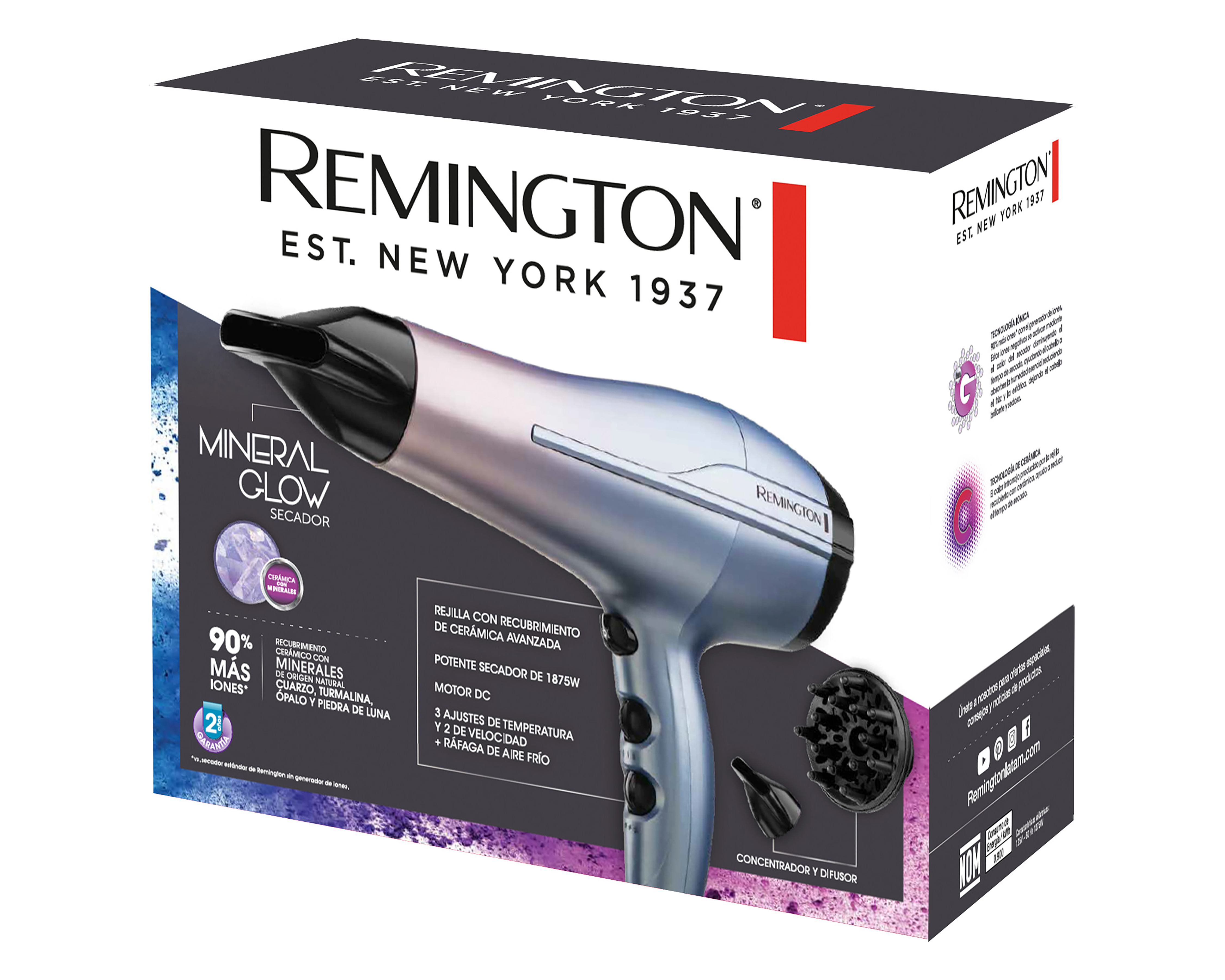 Foto 10 pulgar | Foto 9 | Secadora de Cabello Remington Mineral Glow 1875 W Cerámica Turmalina con 4 Minerales
