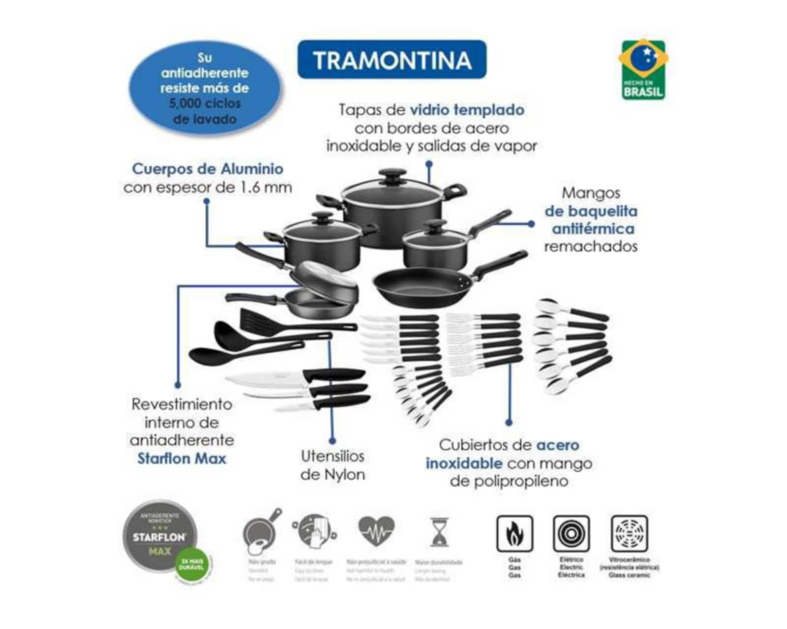 Foto 8 | Foto 8 | Batería de Cocina Tramontina 38 Piezas de Aluminio