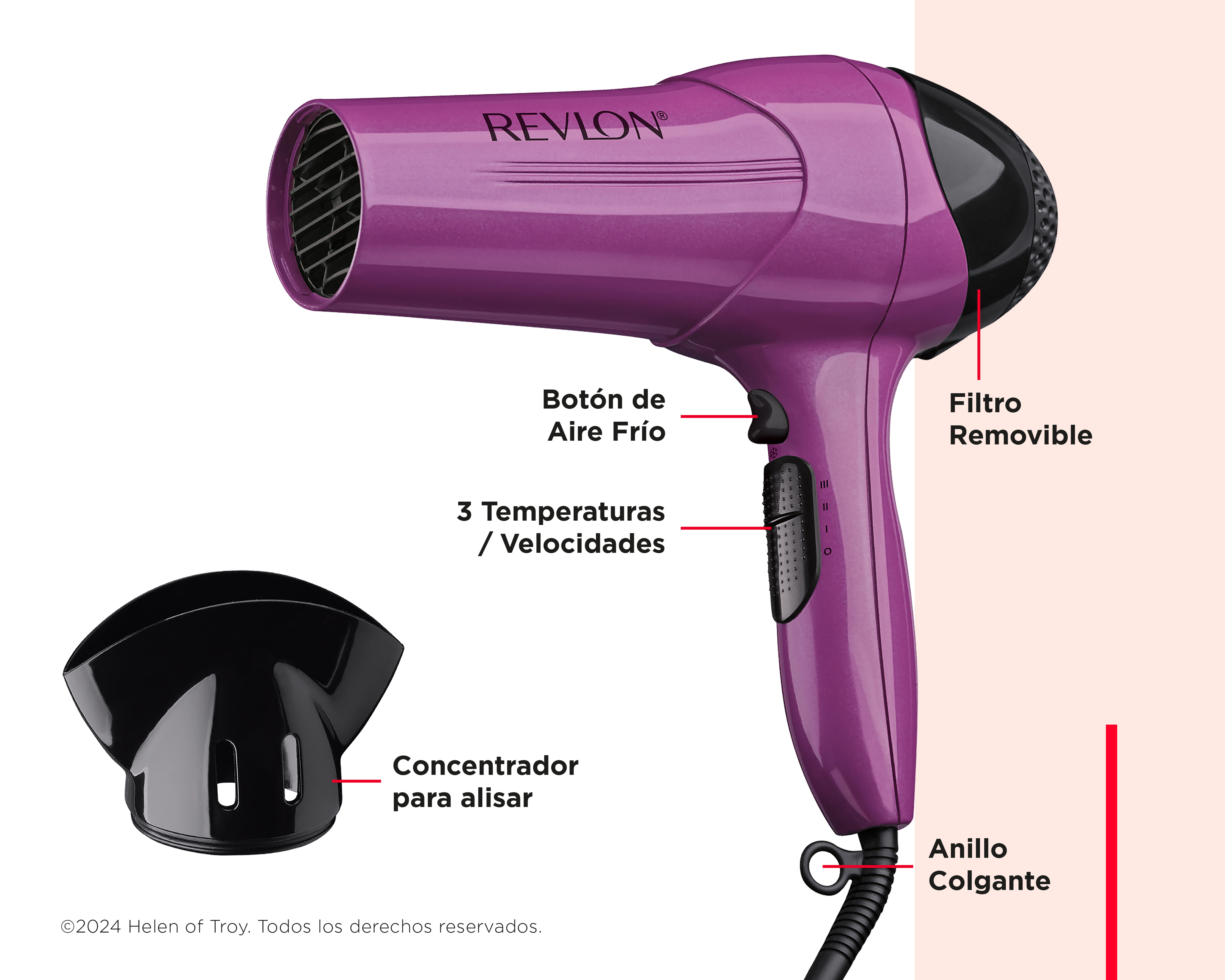 Foto 4 | Foto 4 | Secadora Revlon Essentials Control de Frizz 1875W Tecnología Ionica