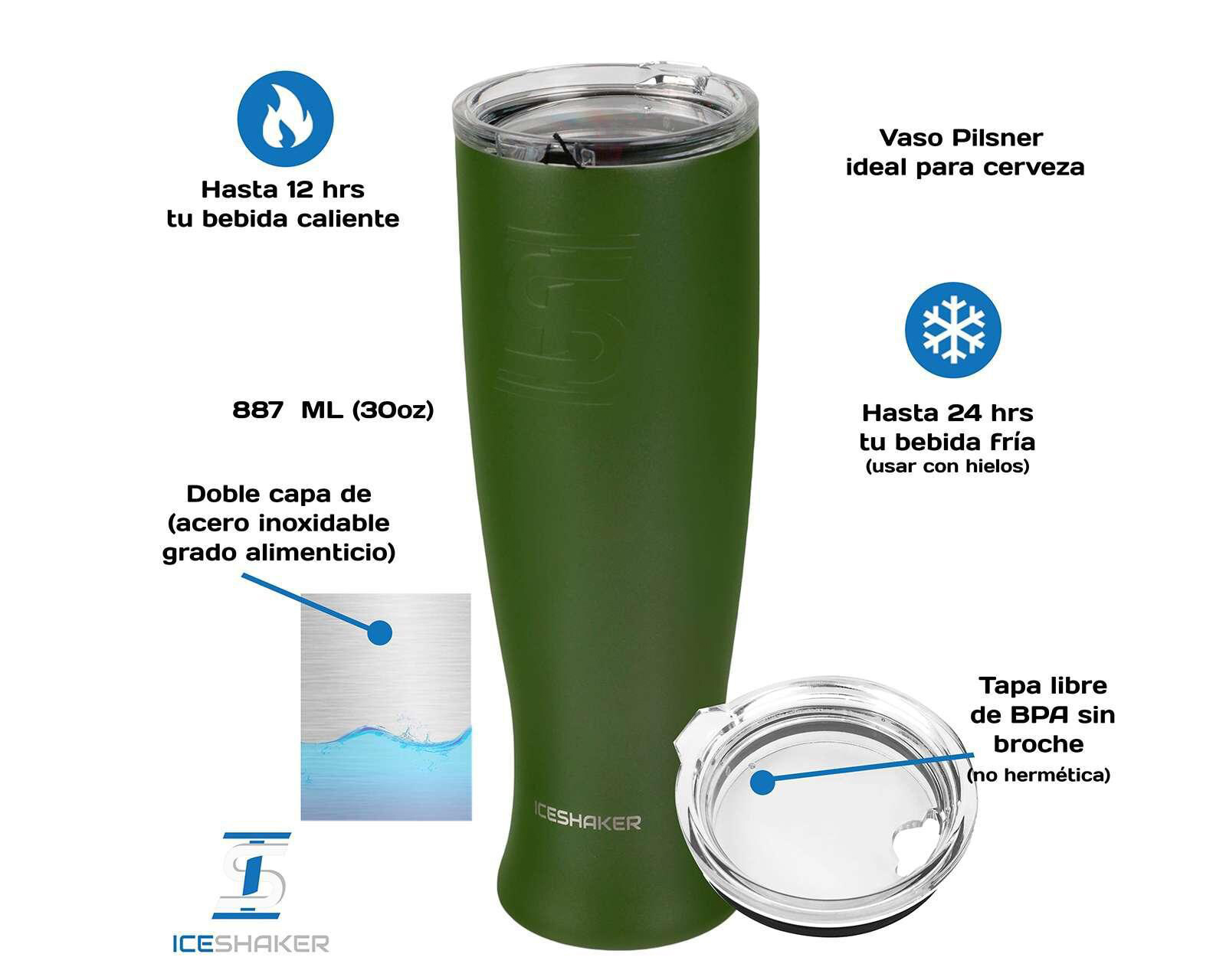 Foto 6 pulgar | Foto 5 | Termo Ice Shaker Plisner Verde de 887 ml