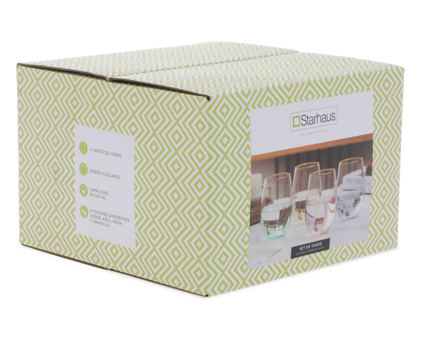 Foto 2 | Foto 2 | Juego de Vasos de Vidrio Starhaus 4 Piezas