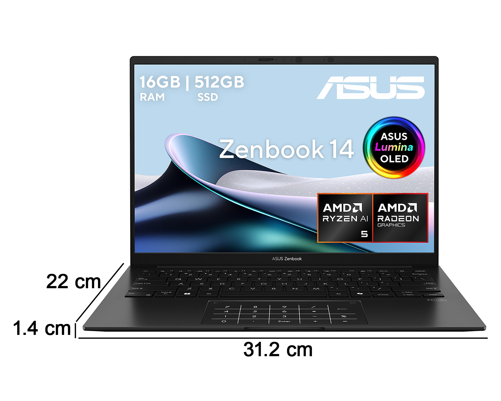 Foto 11 pulgar | Foto 10 | Laptop Asus Zenbook 14 Pulgadas Windows 11 AMD Ryzen AI 5 16 GB RAM 512 GB SSD Negra