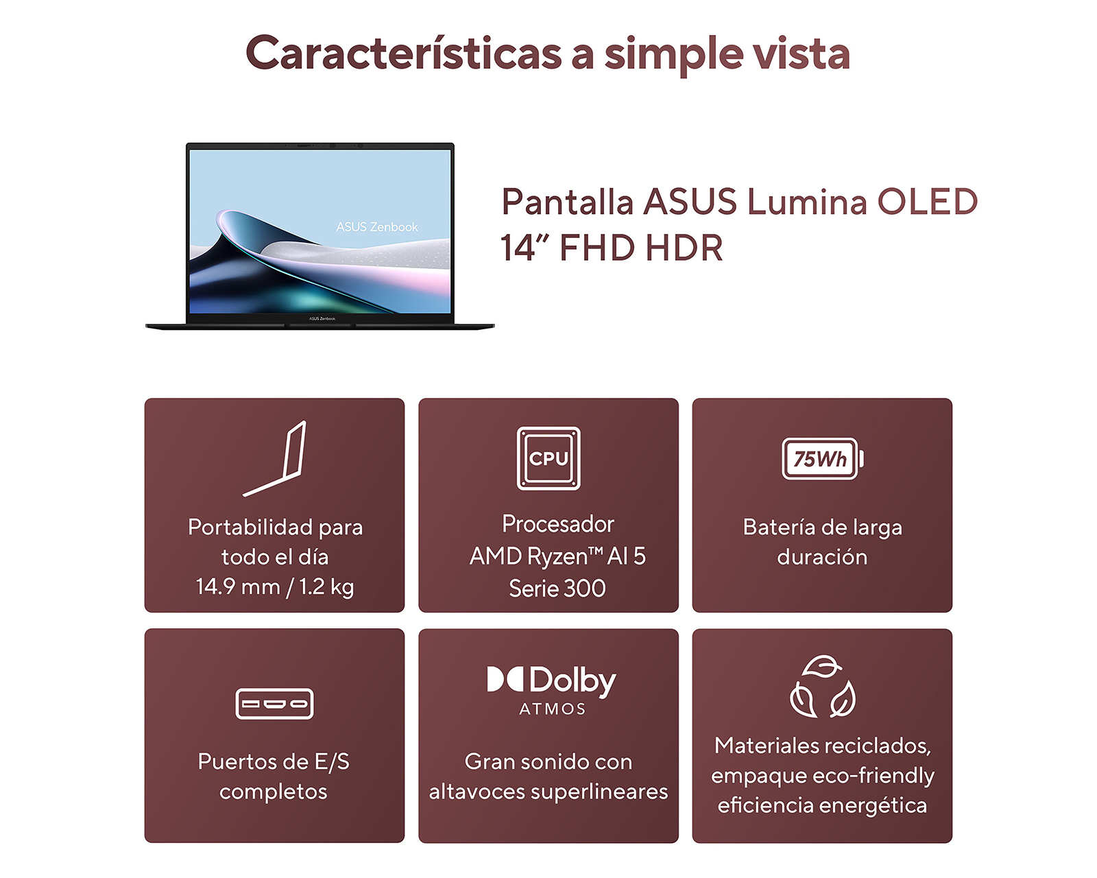 Foto 6 pulgar | Foto 5 | Laptop Asus Zenbook 14 Pulgadas Windows 11 AMD Ryzen AI 5 16 GB RAM 512 GB SSD Negra