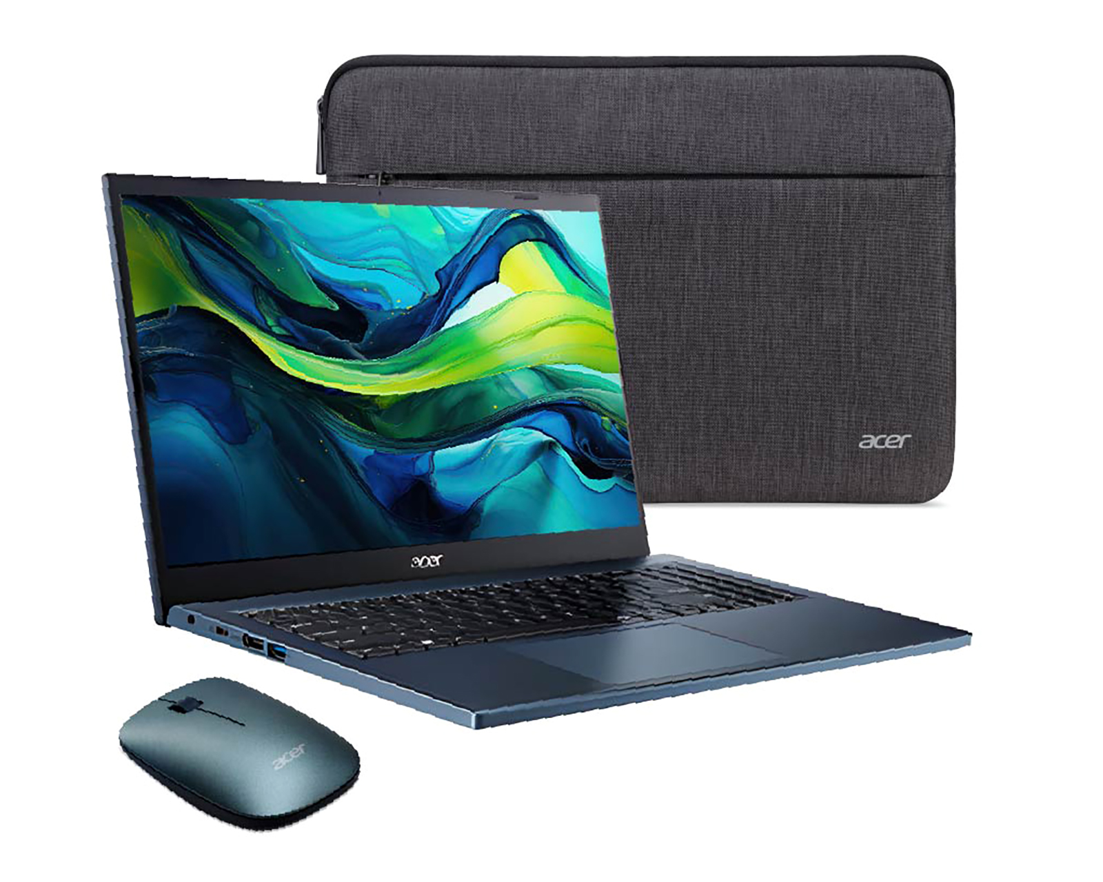 Laptop Acer A315-24P-R8H5 de 15.6" Windows 11 AMD Ryzen 5 8 GB RAM de 512 GB SSD Azul + Funda y Mouse