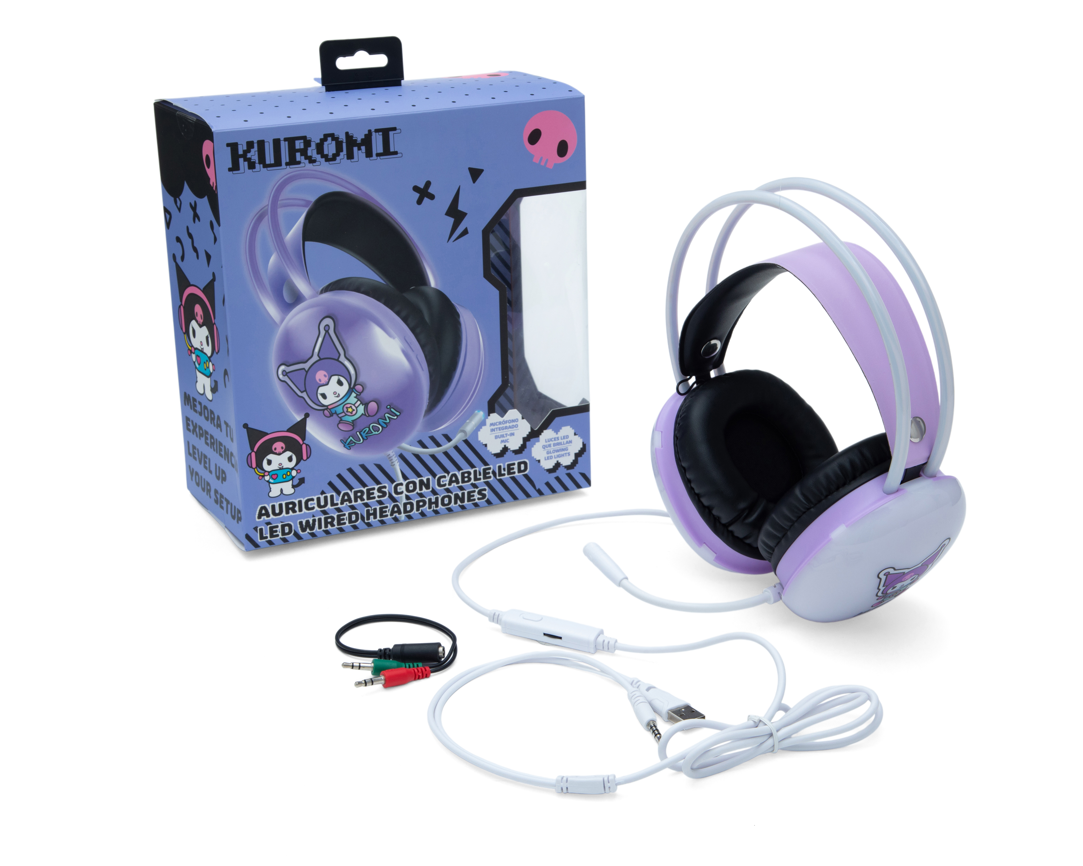 Foto 4 | Foto 4 | Audifonos de Diadema Kuromi KULEDHP-CPL con Luz Led