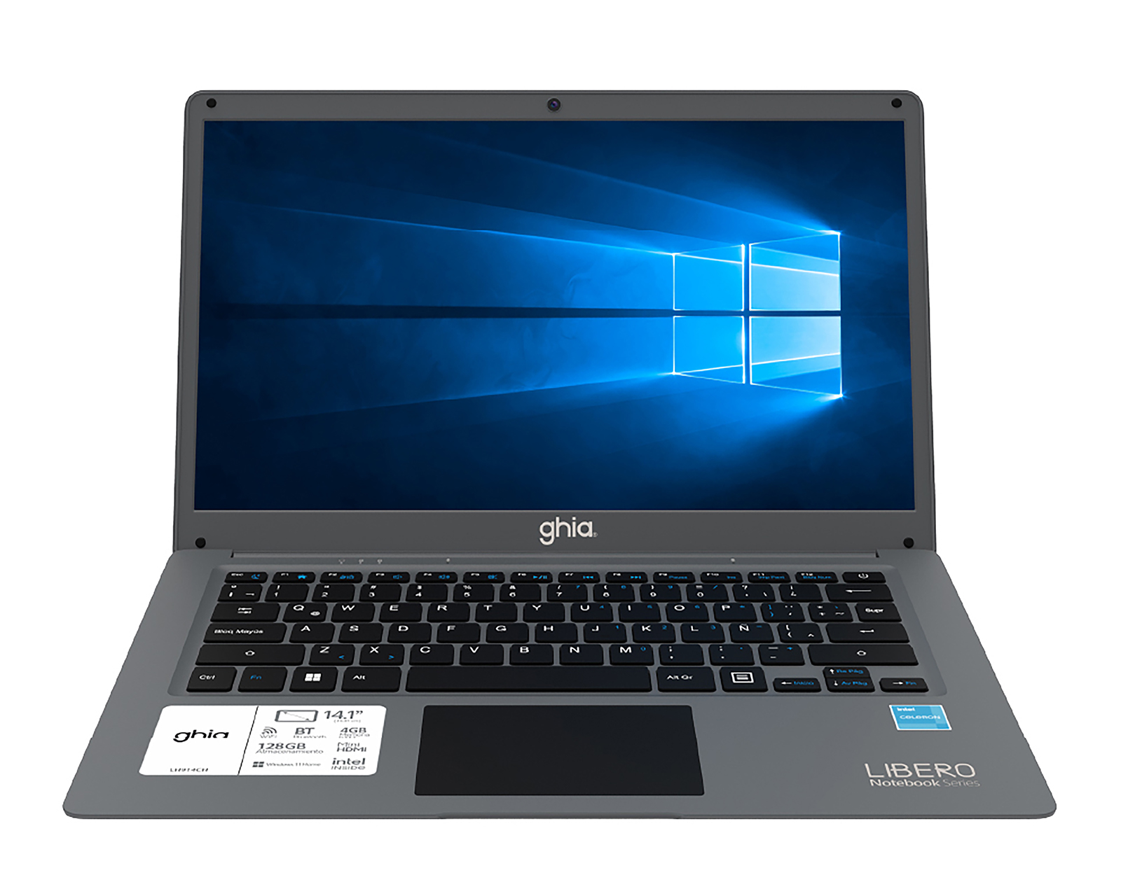 Notebook Ghia NotGhia-432 14 Pulgadas Windows 11 Intel Celeron 4 GB RAM 128 GB eMMC Gris