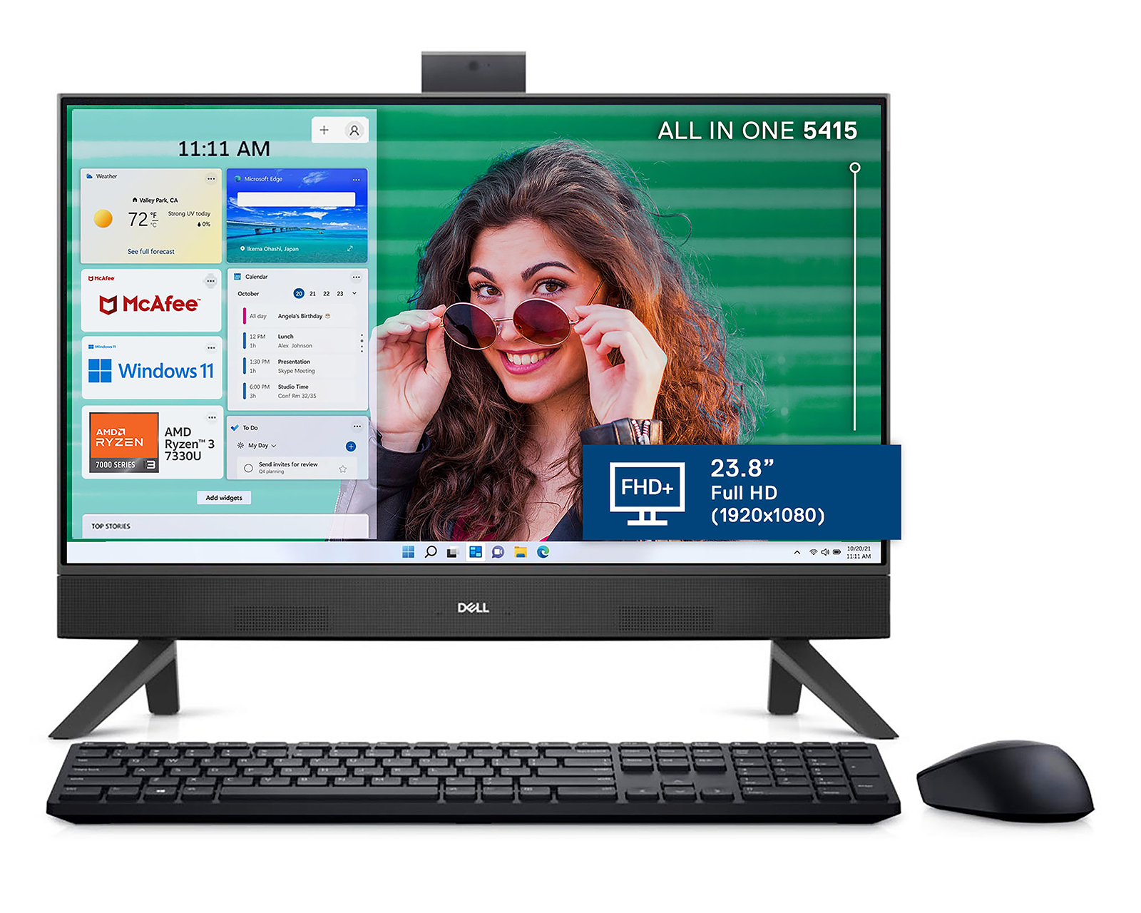 Computadora de Escritorio Dell Y7D70 23.8 Pulgadas Windows 11 Home AMD Ryzen 8 GB RAM 512 SSD Negra