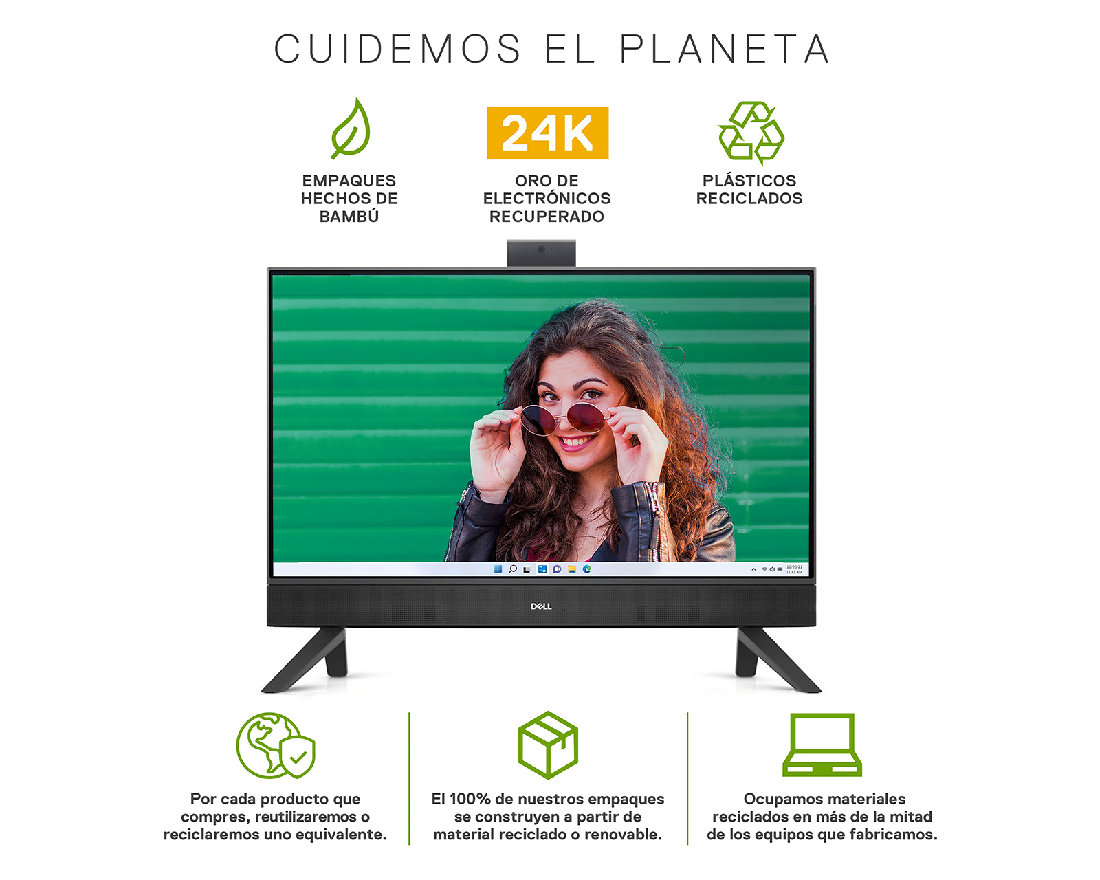 Foto 4 pulgar | Foto 3 | Computadora de Escritorio Dell Y7D70 23.8 Pulgadas Windows 11 Home AMD Ryzen 8 GB RAM 512 SSD Negra