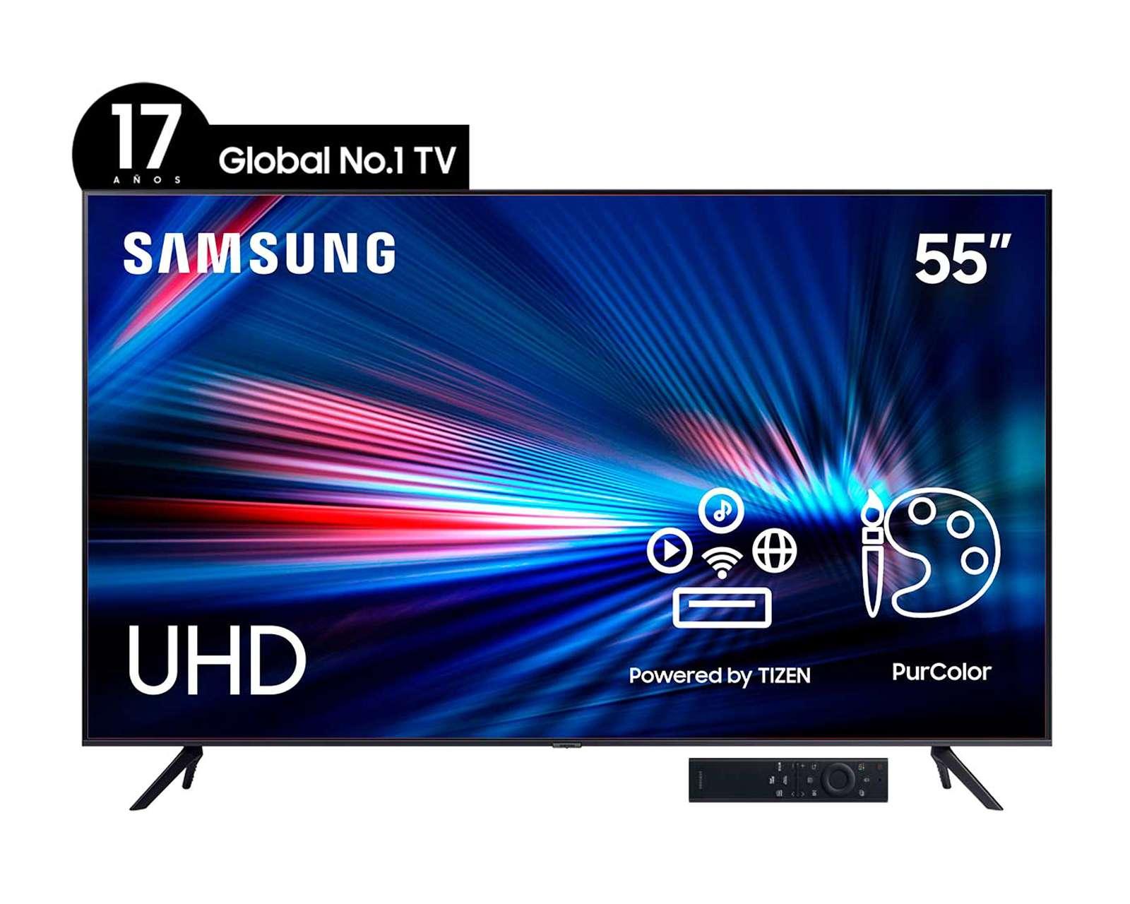 Pantalla LED Samsung 55 Pulgadas Ultra HD 4K Smart TV UN55AU7000FXZX