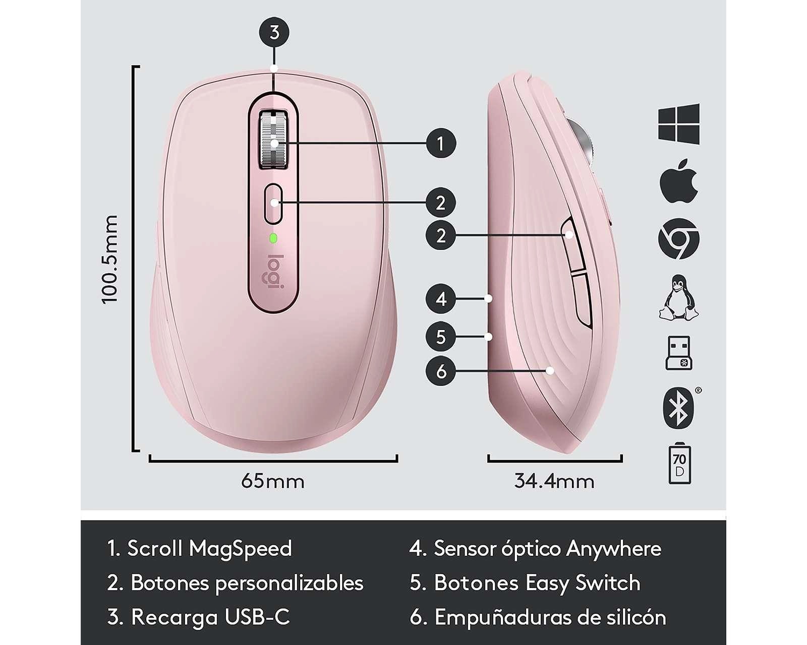Foto 6 pulgar | Foto 5 | Mouse Inalámbrico Logitech 910-005994 Rosa