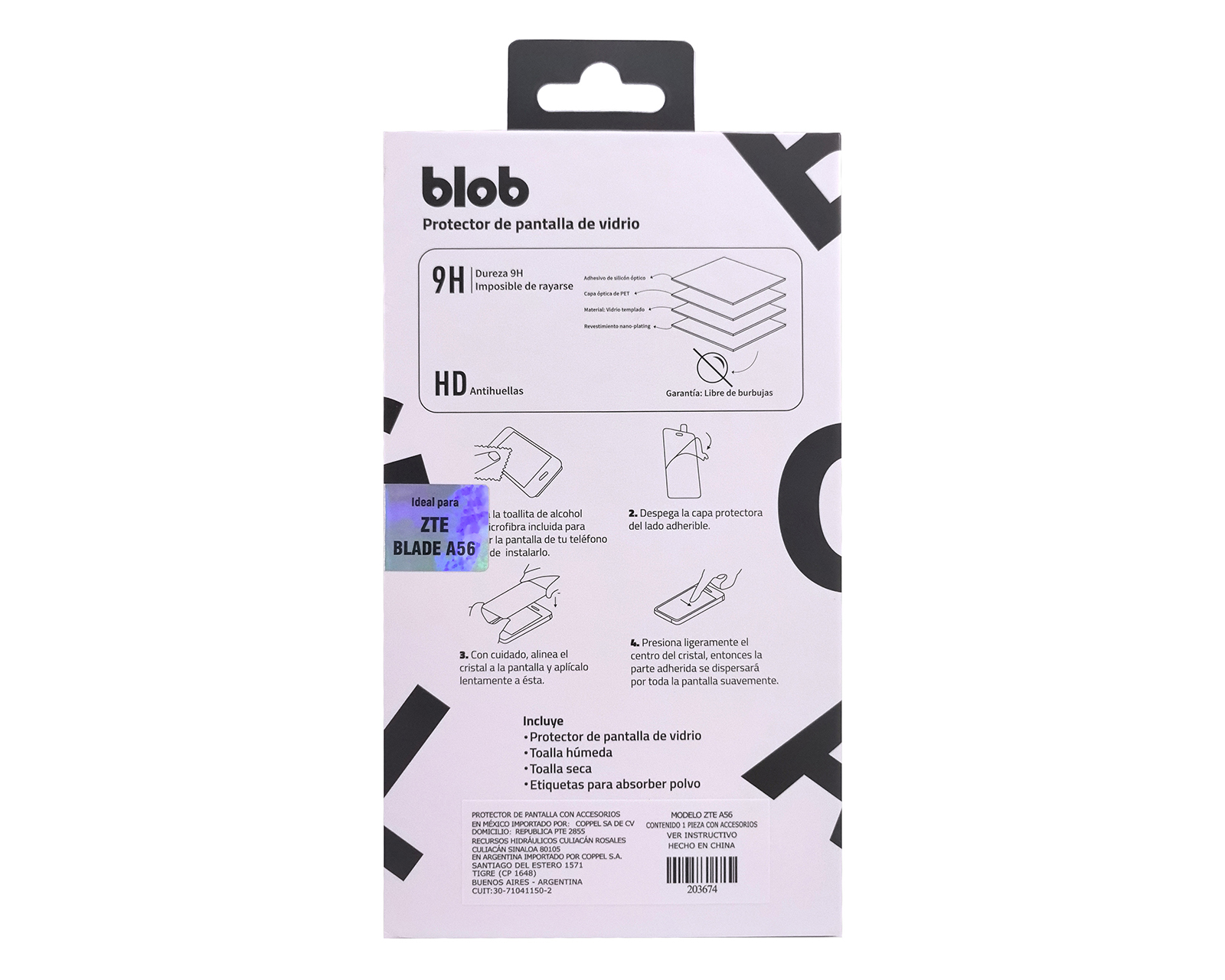 Foto 3 pulgar | Foto 2 | Protector de Pantalla de Vidrio Templado Blob para ZTE Blade A56