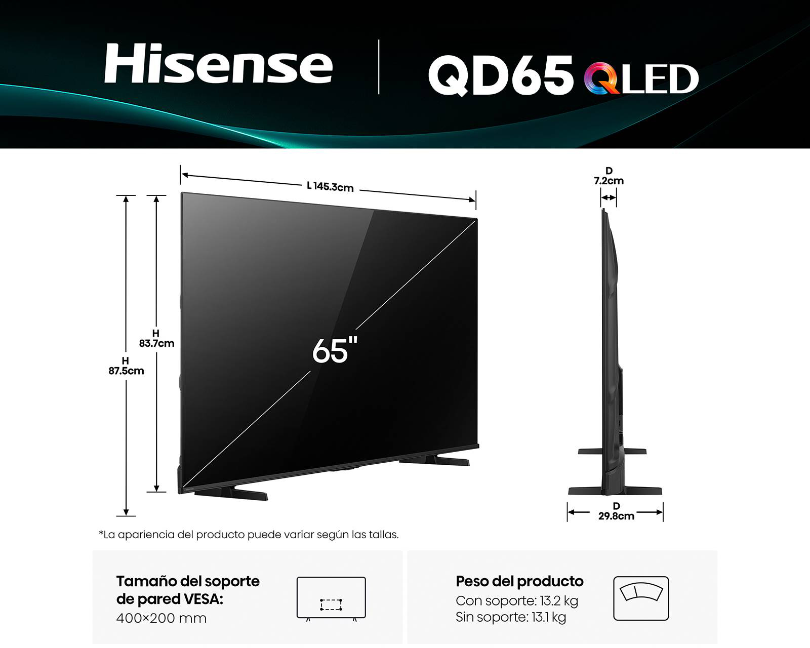 Foto 11 pulgar | Foto 10 | Pantalla Smart TV Hisense QLED 65 Pulgadas 4K 65QD65QV