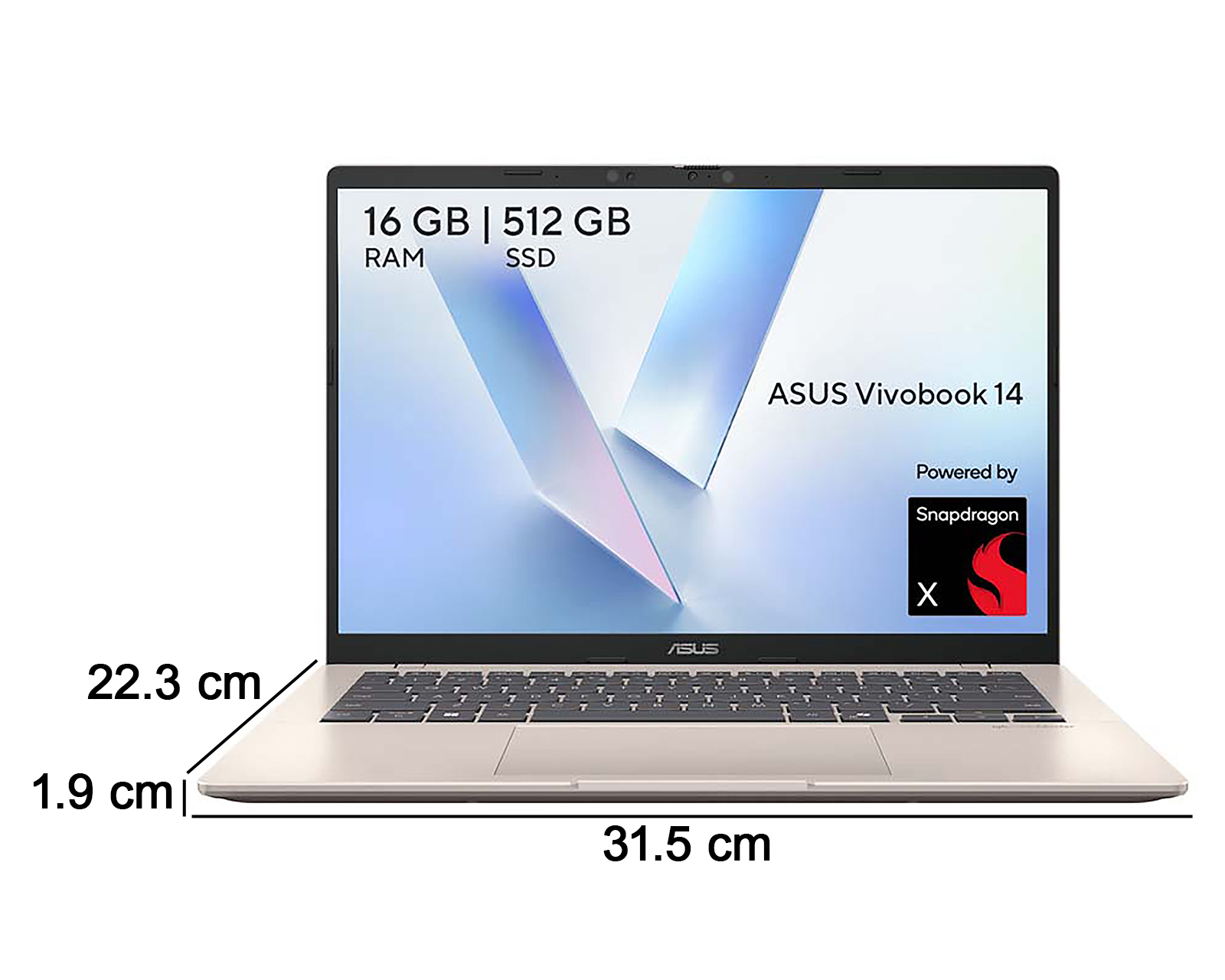 Foto 11 pulgar | Foto 10 | Laptop Asus Vivobook 14 Pulgadas Windows 11 Home Snapdragon X 16 GB RAM 512 GB SSD Dorada