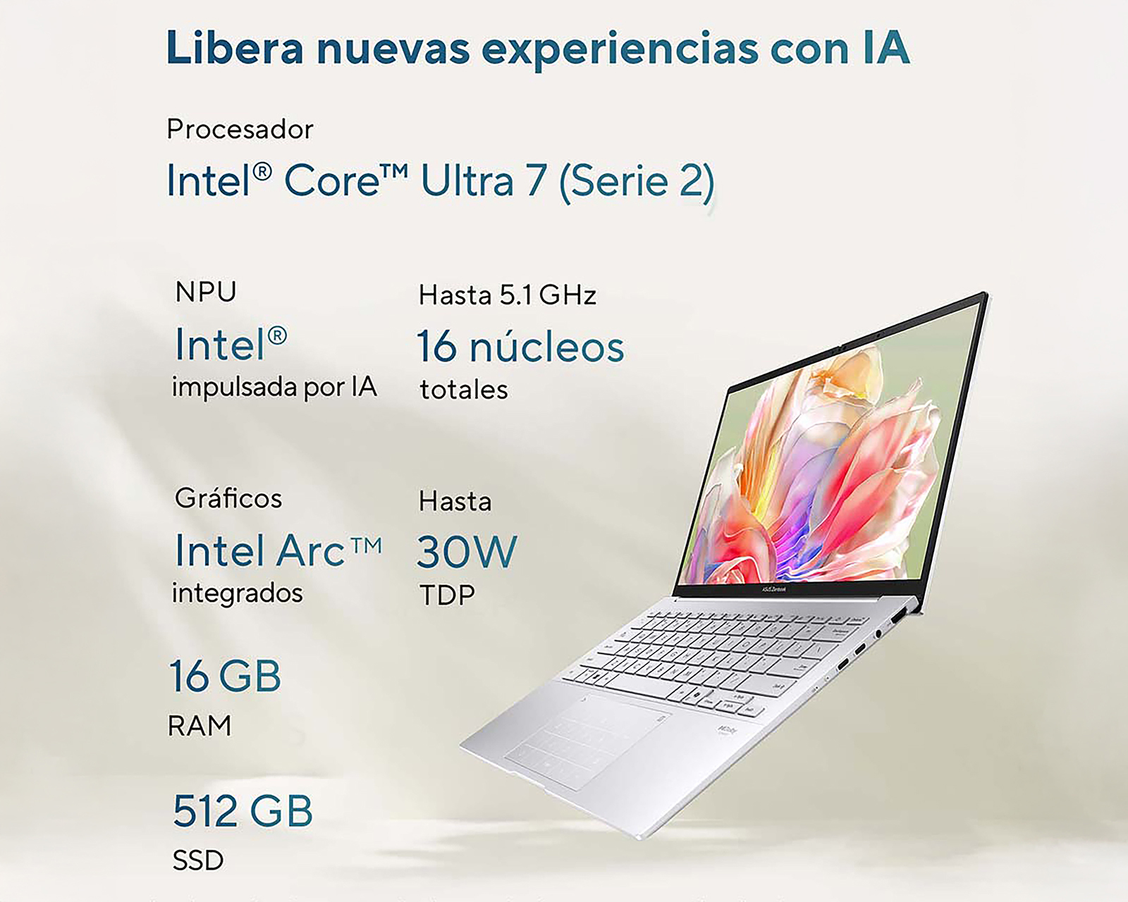 Foto 6 pulgar | Foto 5 | Laptop Asus Zenbook 14 Pulgadas Windows 11 Home Intel Core Ultra 7 16 GB RAM 512 GB SSD Plateada