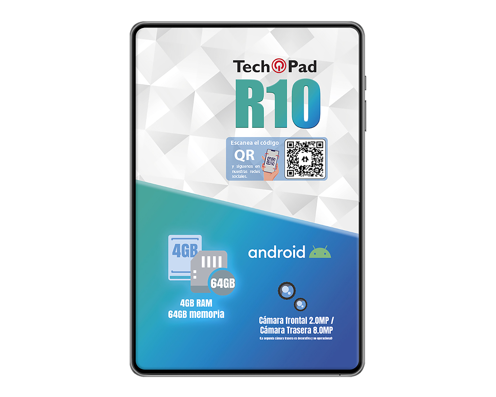 Foto 2 pulgar | Foto 1 | Tablet Tech Pad R10 10.1" 64 GB Wifi Android 13 4 GB RAM Gris