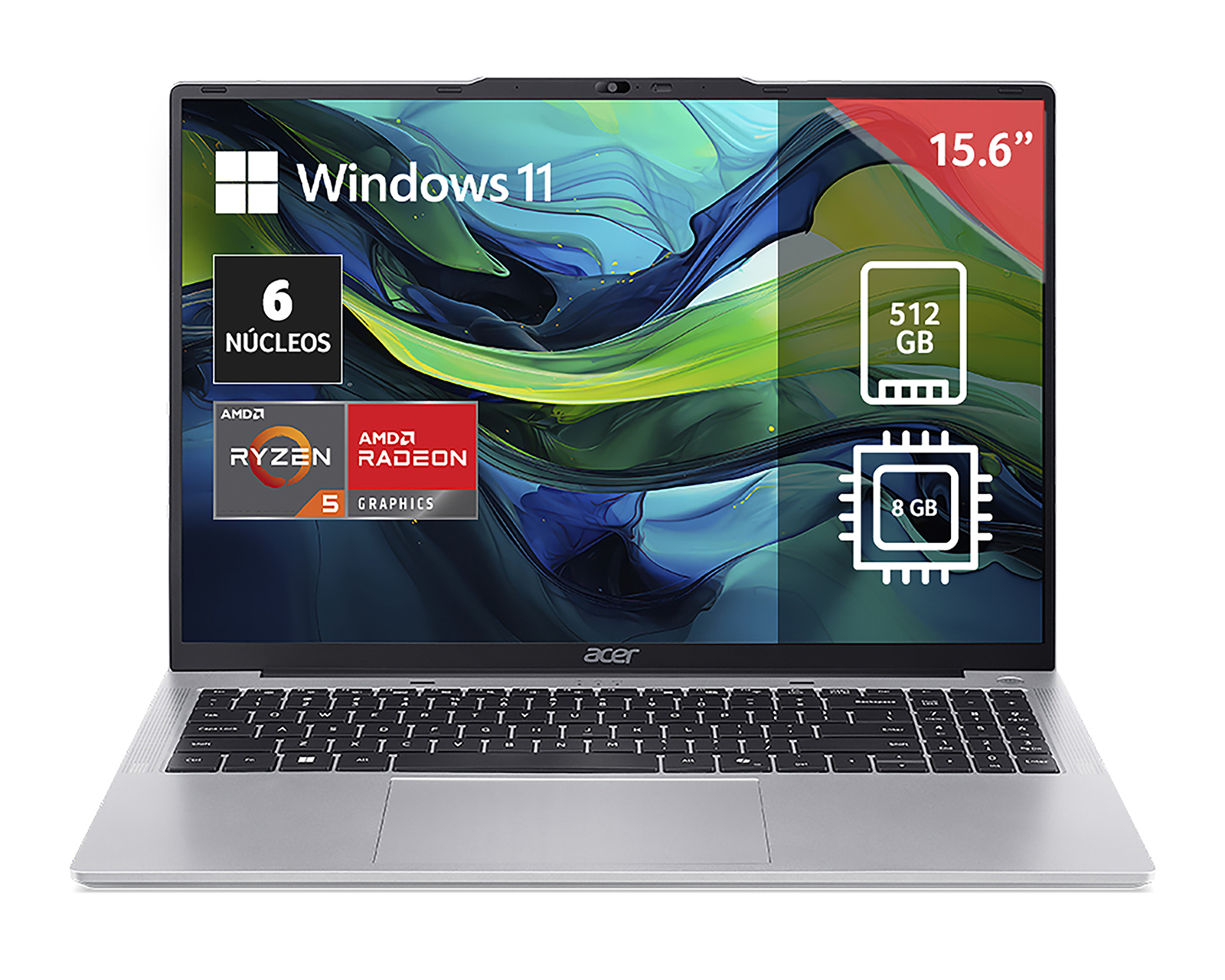 Foto 1 | Foto 1 | Laptop Acer AL15-62P-R0WX 15.6 Pulgadas Windows 11 AMD Ryzen 5 8 GB RAM 512 GB SSD Plateada