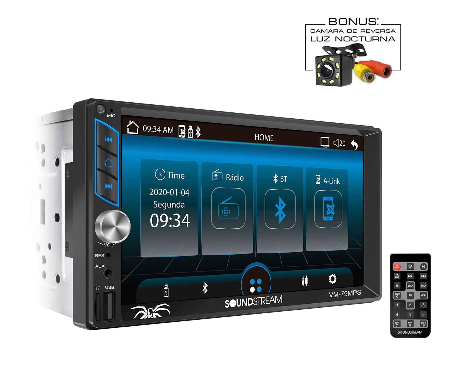 Autoestéreo Soundstream Multimedia sin CD VM-79MPS de 7" Bluetooth Negro