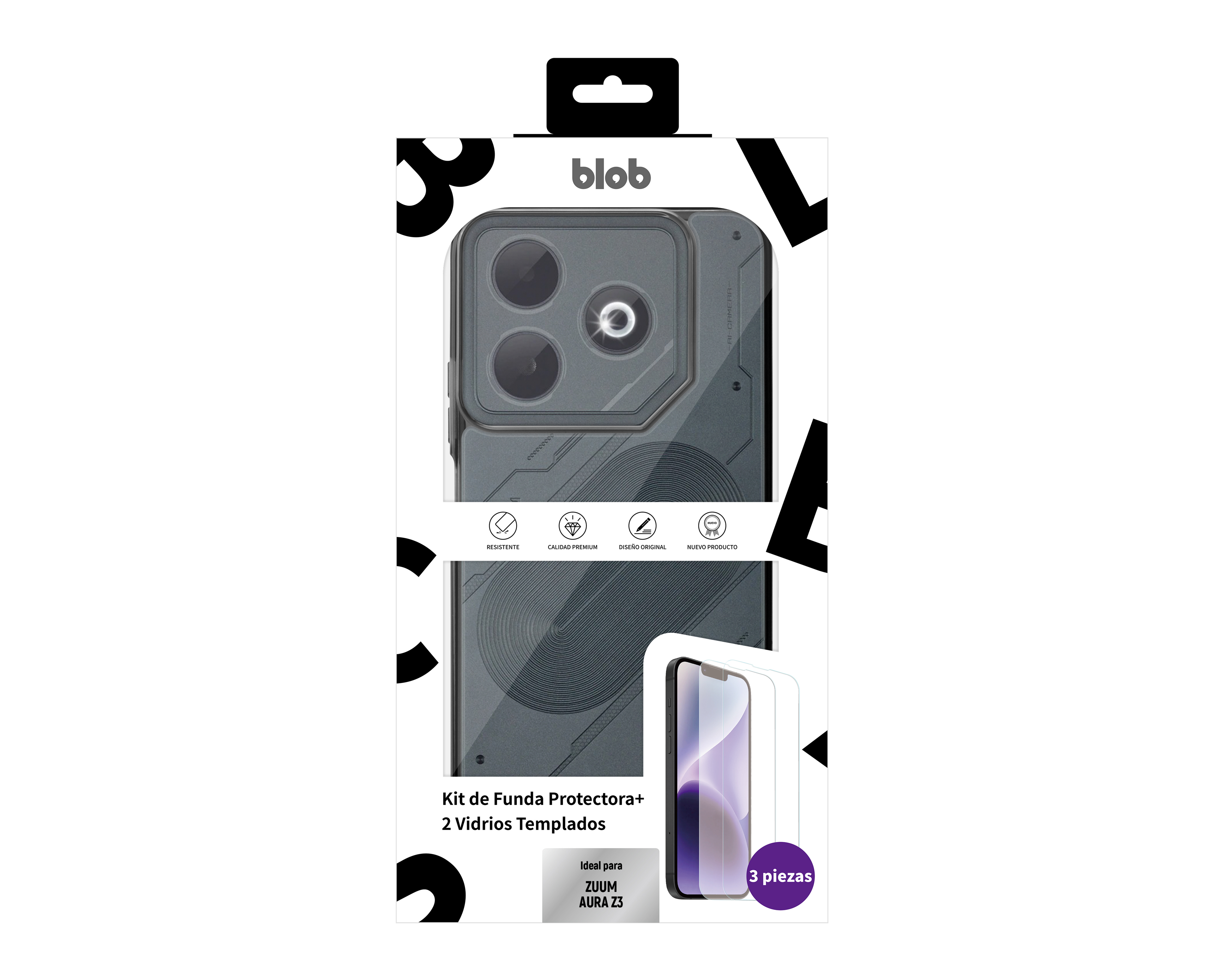 Foto 7 | Foto 7 | Funda de TPU Blob para Zuum Aura Z3 con 2 Vidrios Templados