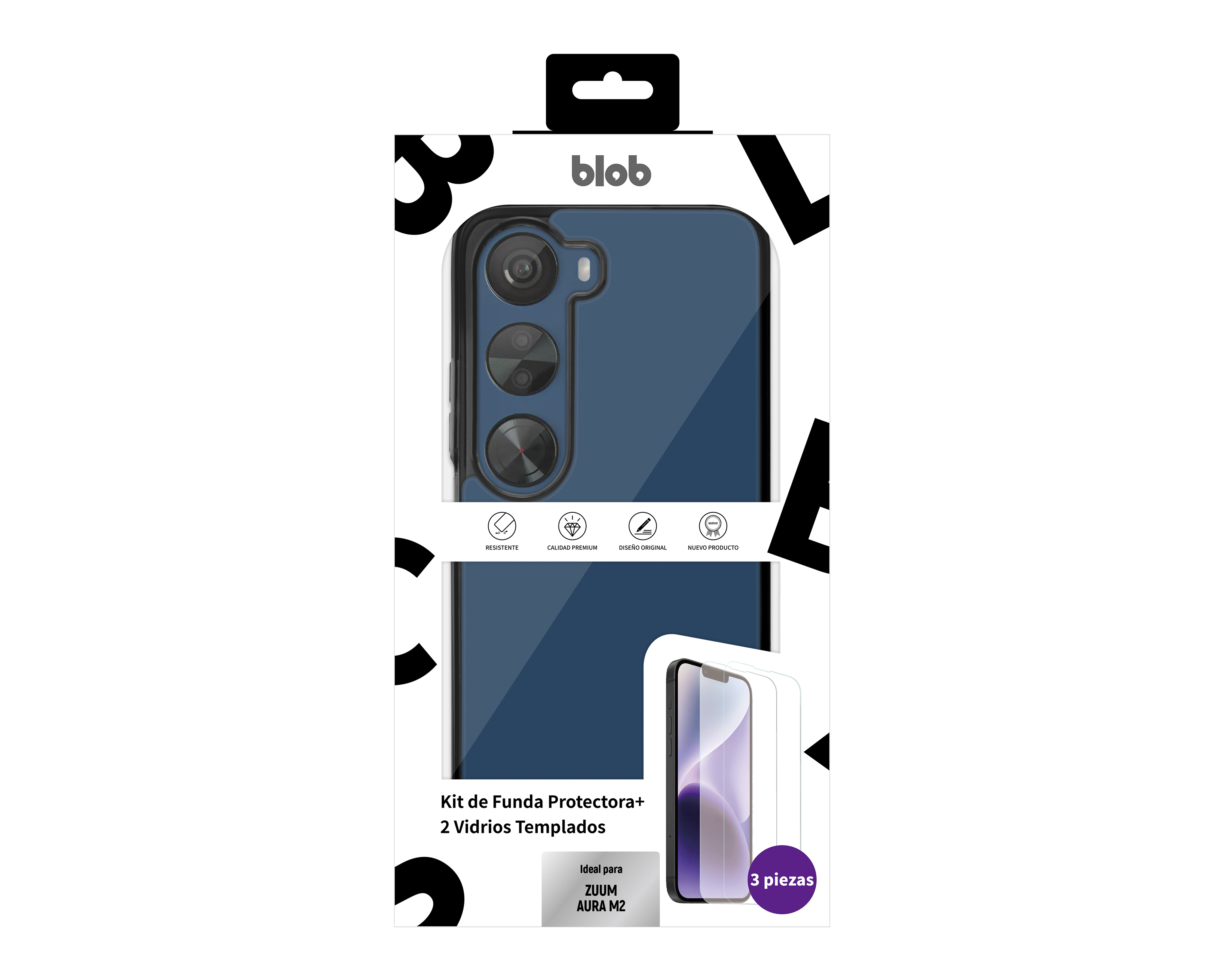 Foto 6 | Foto 6 | Funda de TPU Blob para Zuum Aura M2 con 2 Vidrios Templados