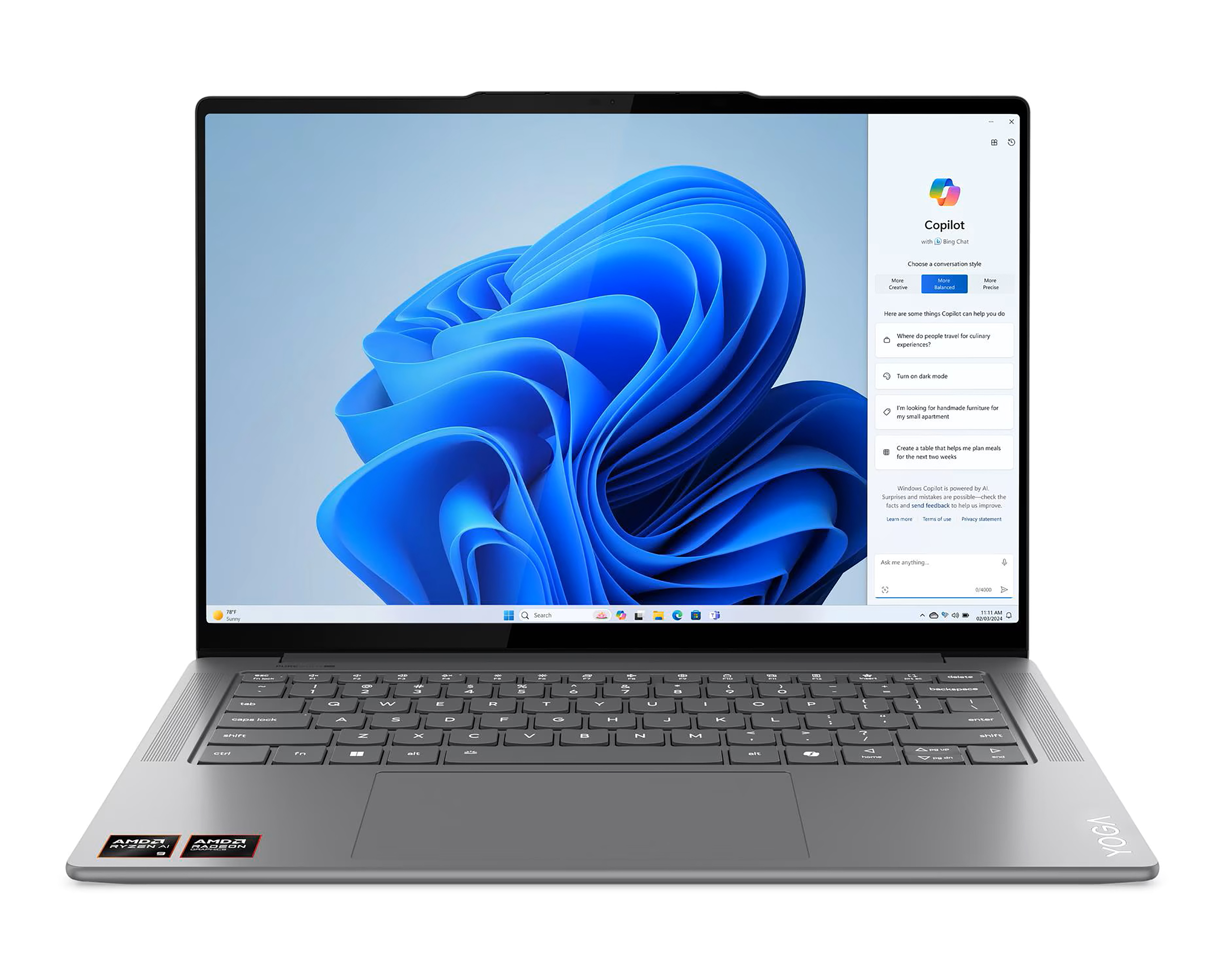 Laptop Lenovo Yoga Pro 7 14ASP9 14.5 Pulgadas Windows 11 AMD Ryzen AI 9 32 GB RAM 1 TB SSD Gris