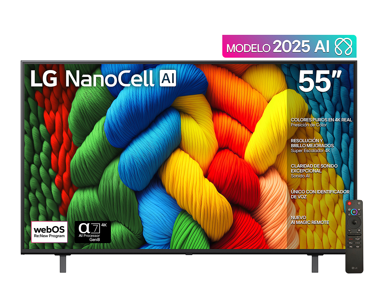 Pantalla Smart TV LG NanoCell 55 Pulgadas UHD 4K 55NANO80ASA