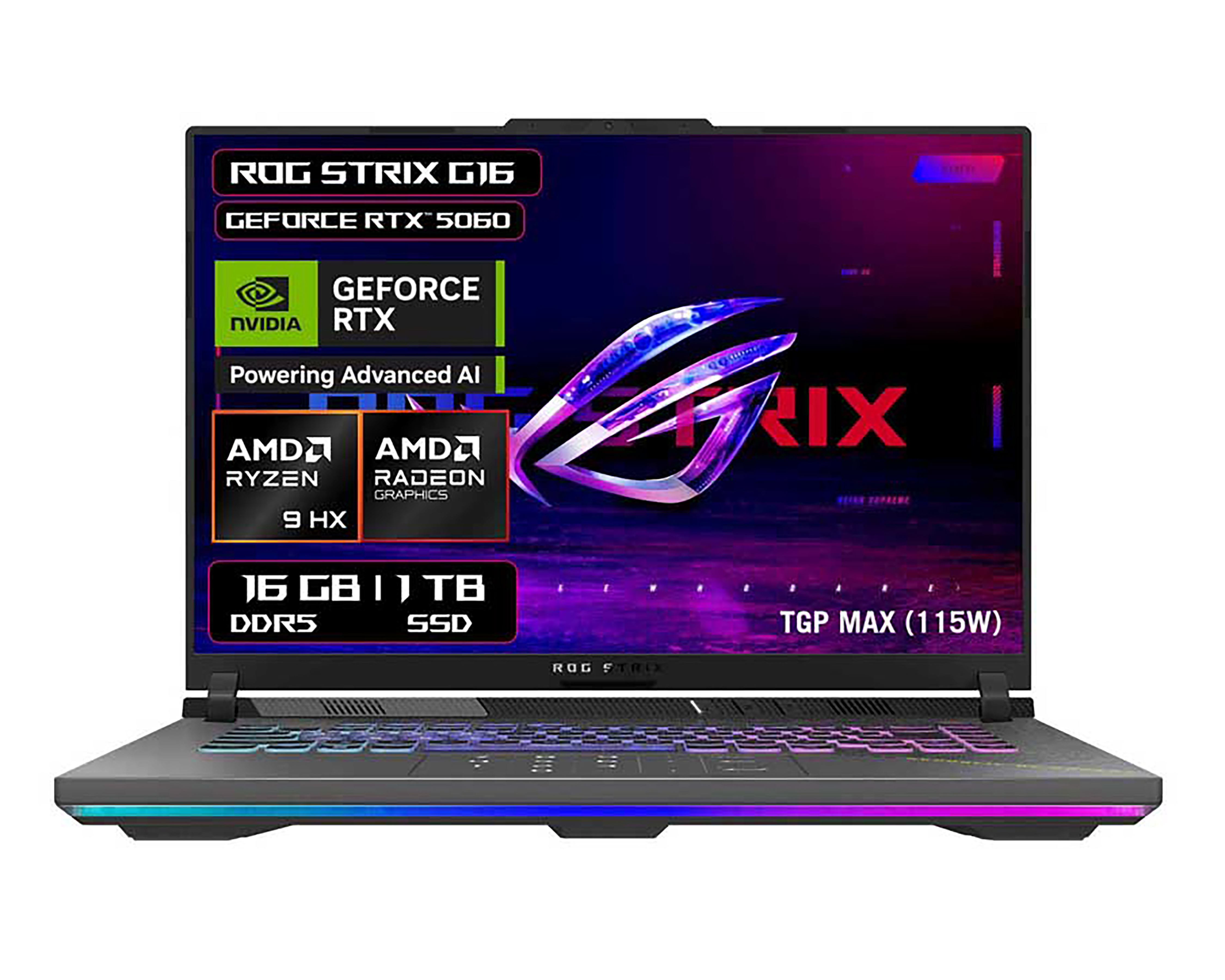 Foto 2 pulgar | Foto 1 | Laptop Gamer Asus Rog Strix G16 16 Pulgadas Nvidia GeForce RTX 5060 16 GB RAM 1 TB SSD Gris