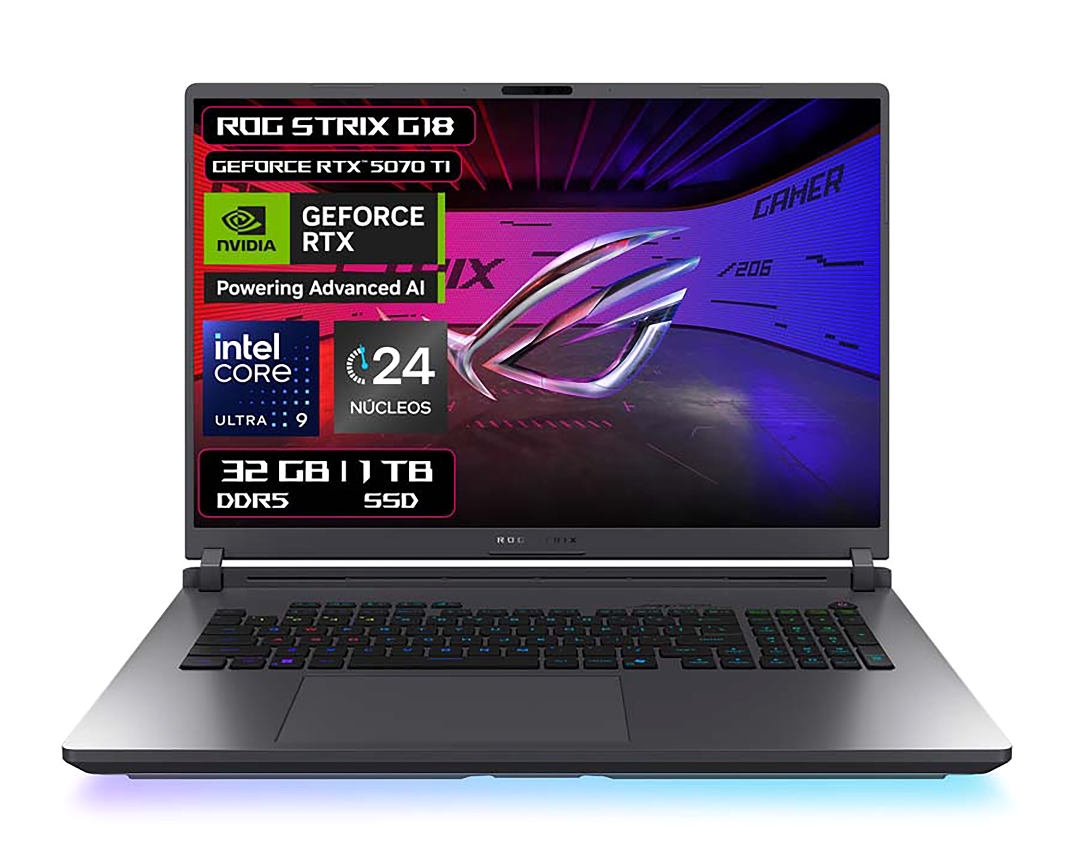 Foto 2 pulgar | Foto 1 | Laptop Gamer Asus G815LR-S8018W 18 Pulgadas NVIDIA GeForce RTX 5070 Ti 32 GB RAM 1 TB Negra