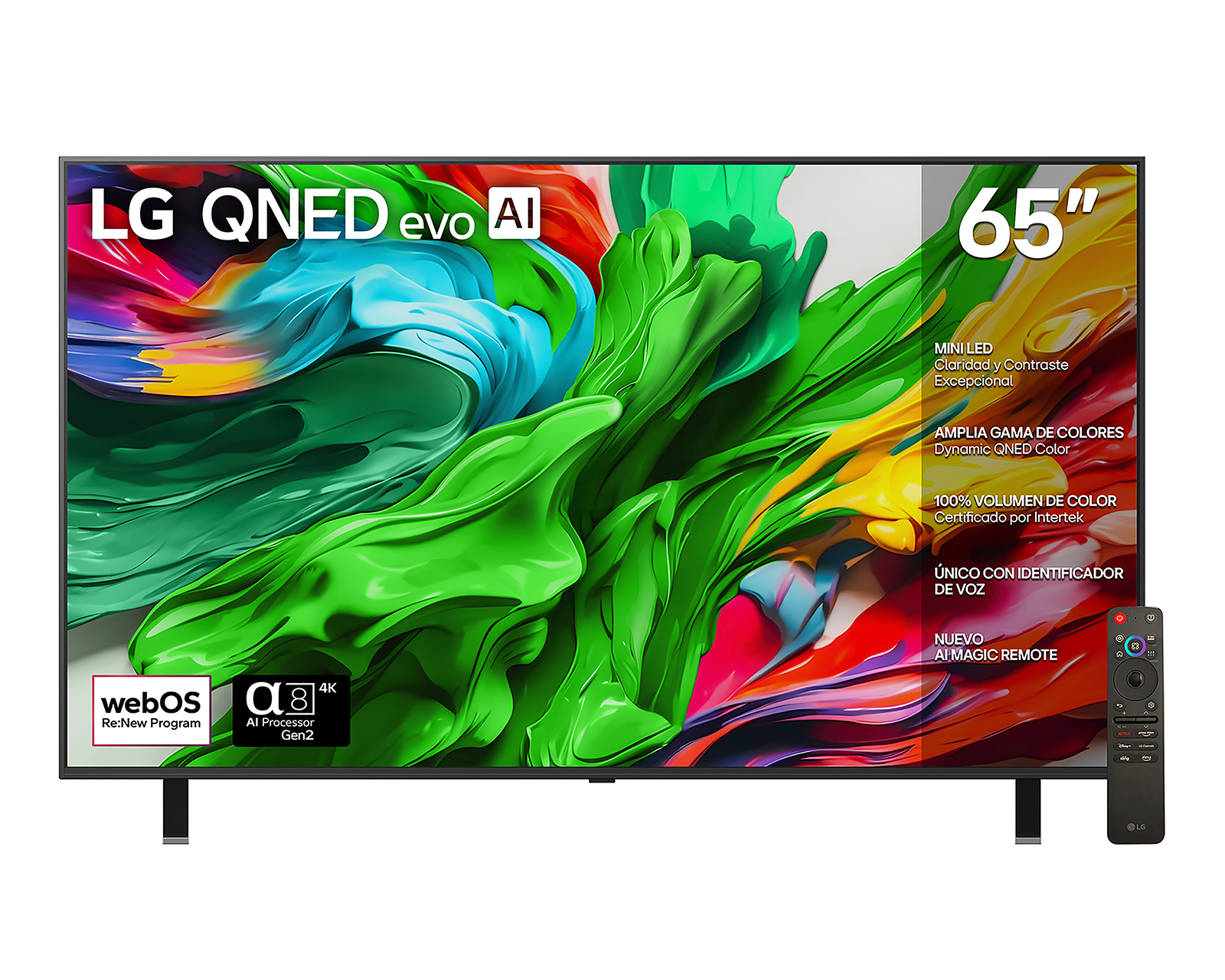 Pantalla Smart TV LG QNED evo AI 65 Pulgadas UHD 4K 65QNED85ASG