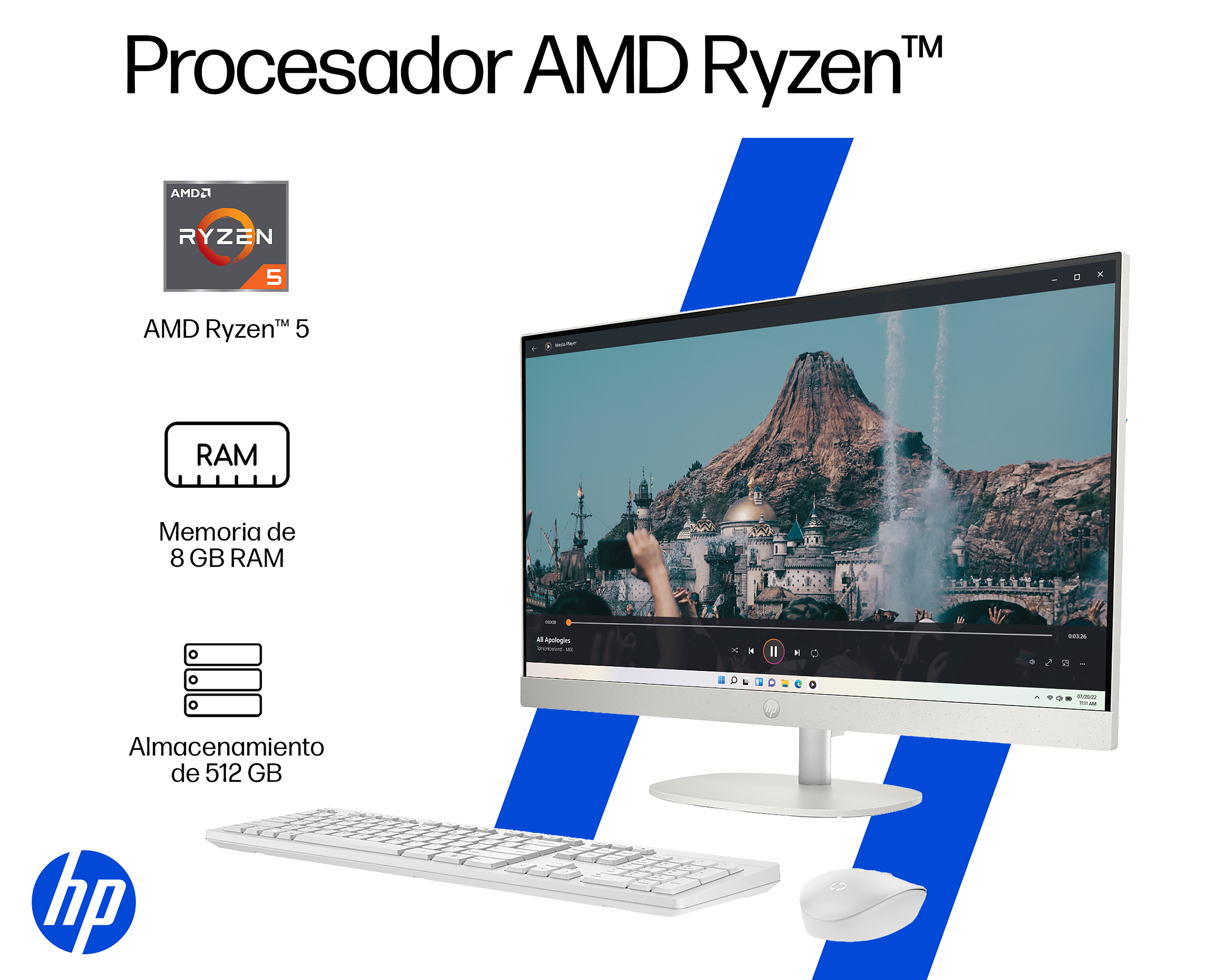 Foto 7 pulgar | Foto 6 | Computadora de Escritorio HP 24-CR0250LA 23.8 Pulgadas Windows 11 AMD Ryzen 5 8 GB RAM 512 GB SSD Blanca