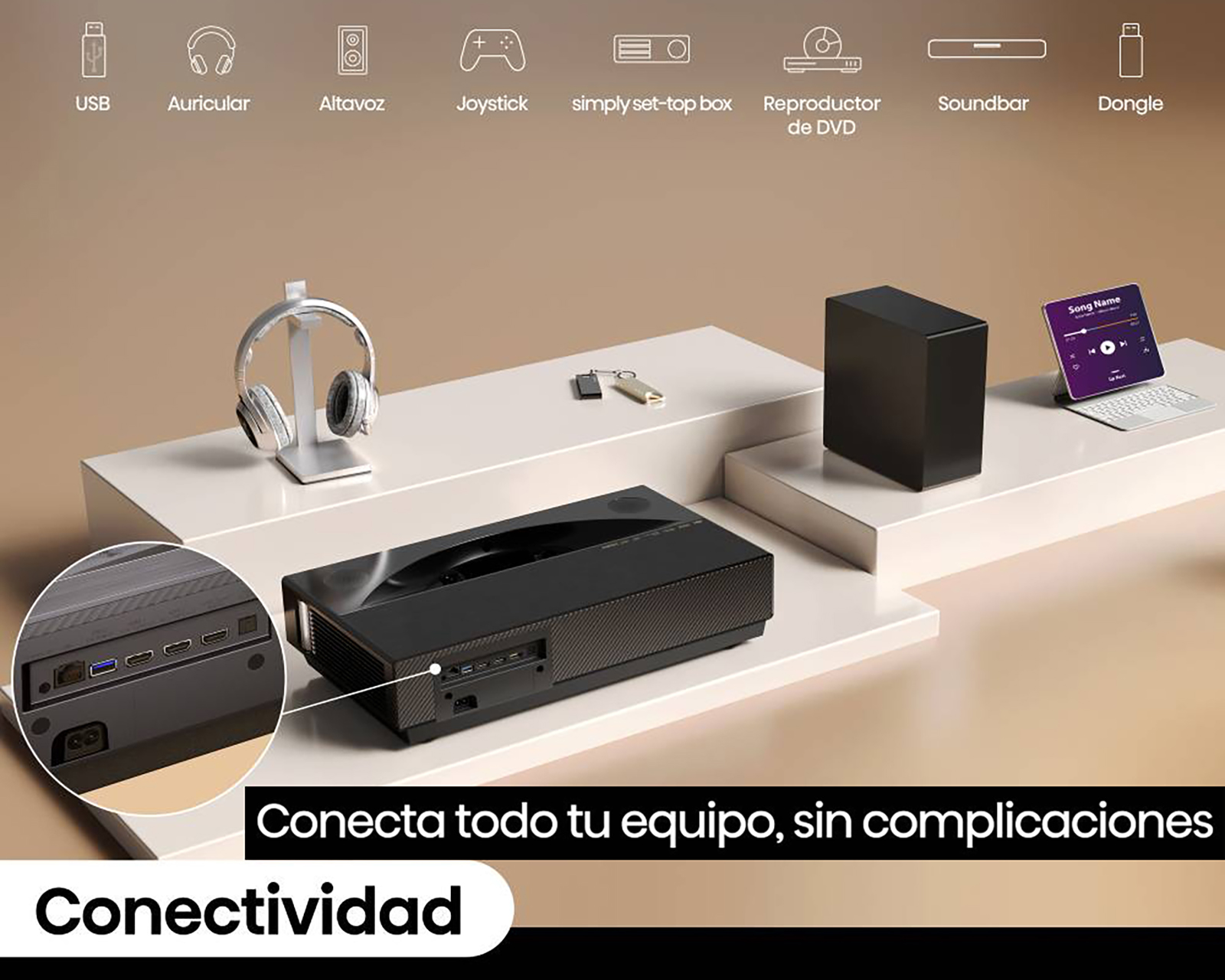 Foto 2 | Foto 2 | Proyector Portátil Hisense 2500 Lúmenes 80 a 150 Pulgadas PT1
