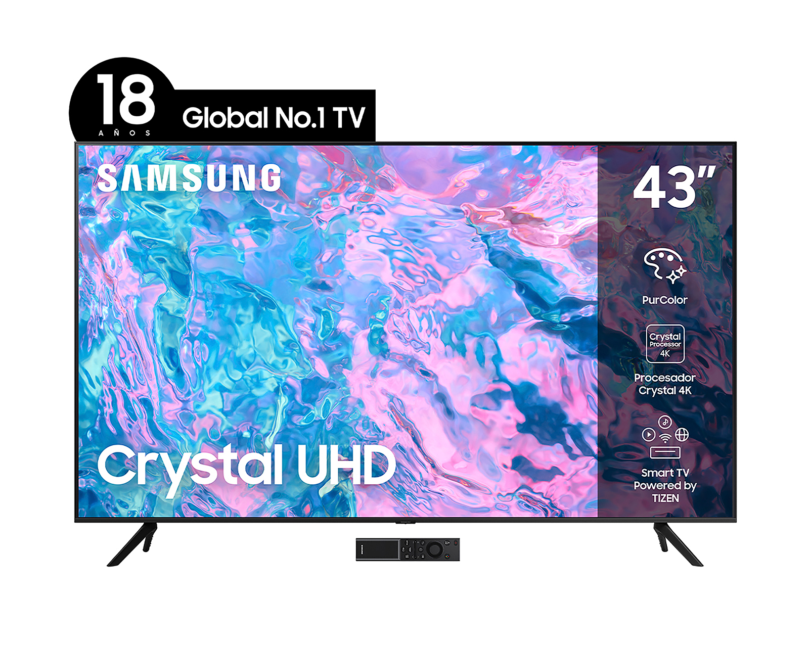 Pantalla LED Samsung 43 Pulgadas Ultra HD 4K Smart TV UN43CU7000FXZX