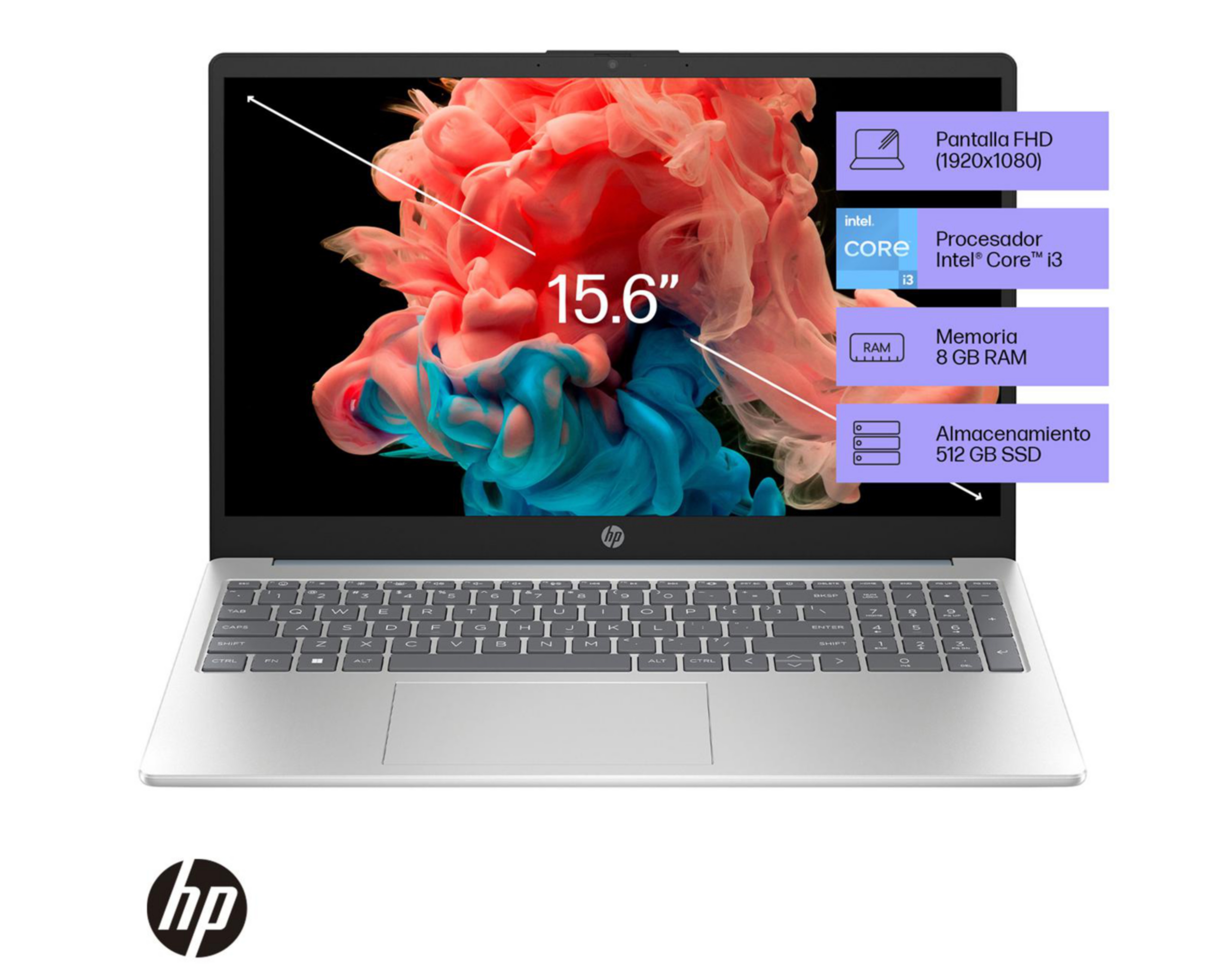 Foto 2 | Foto 2 | Laptop HP 15-FD0000LA 15.6" Core i3-n305 8 GB RAM 512 GB SSD Gris + Impresora HP ia2375