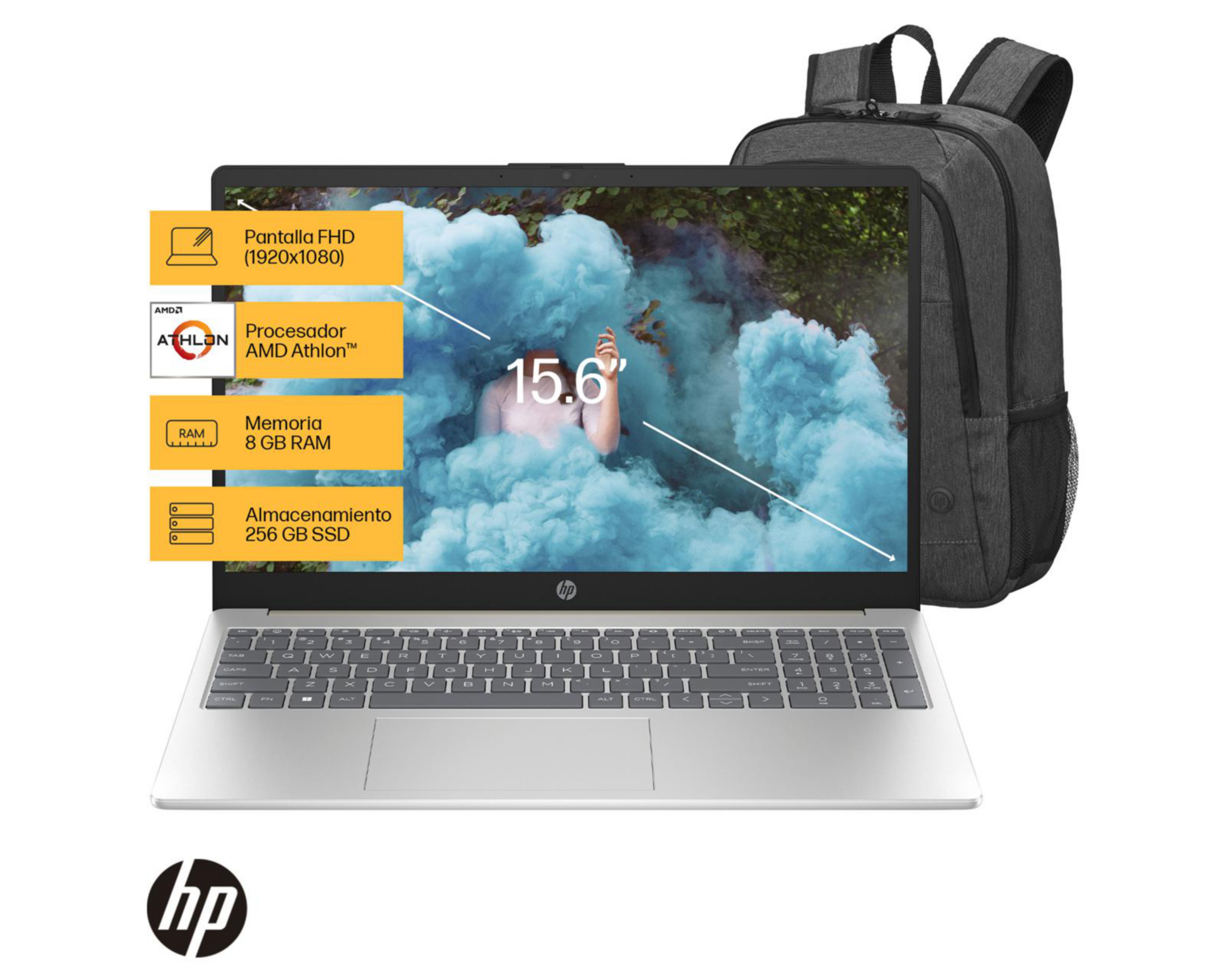 Foto 3 pulgar | Foto 2 | Laptop HP 15-FC0003LA 15.6" Windows 11 AMD Athlon Silver 8 GB RAM 256 GB SSD Dorado