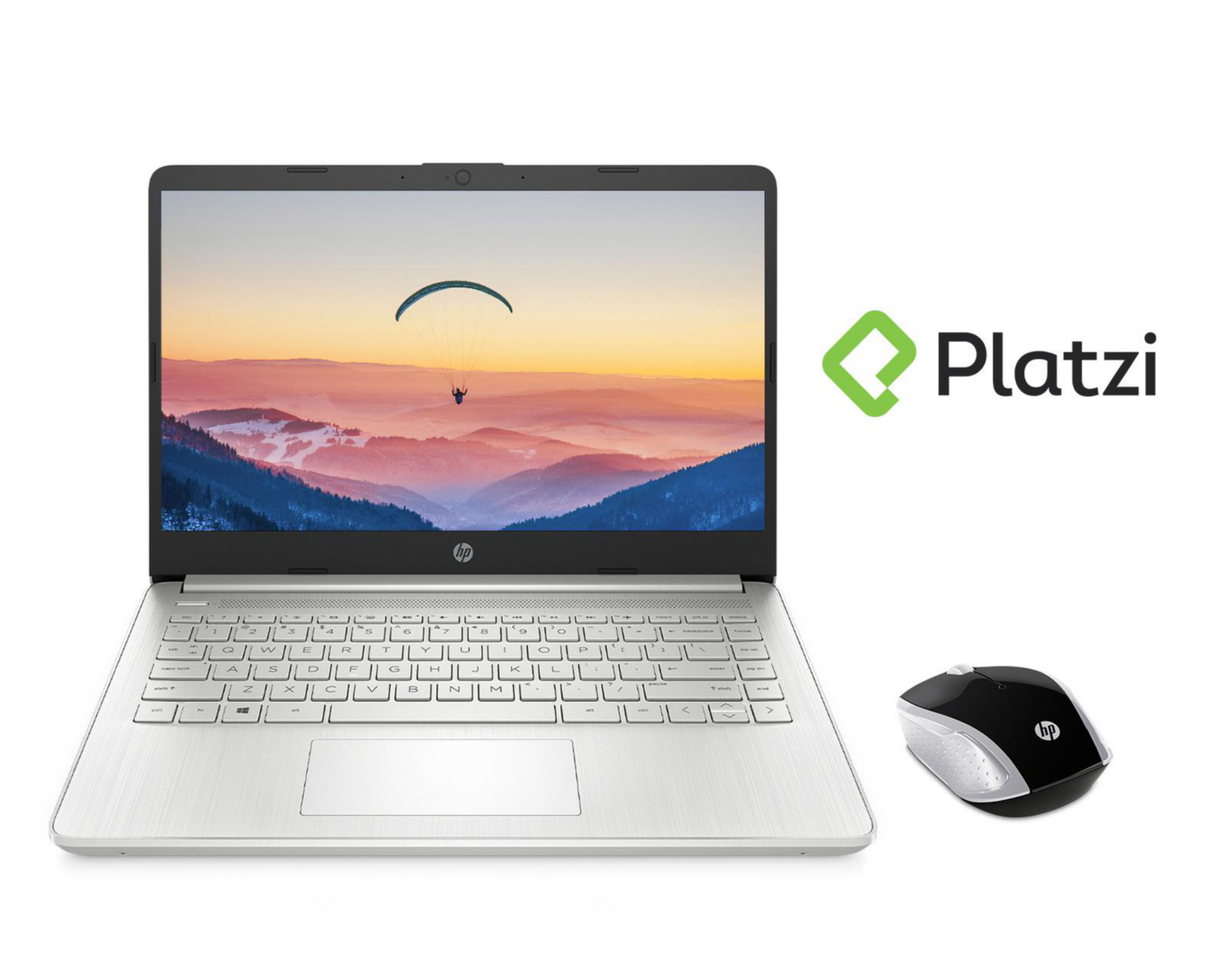Laptop HP 14-DQ0505LA 14" Pentium Silver N5030 Quad 8GB de 256 GB SSD + Mouse Bluetooth 200 Plata + Platzi