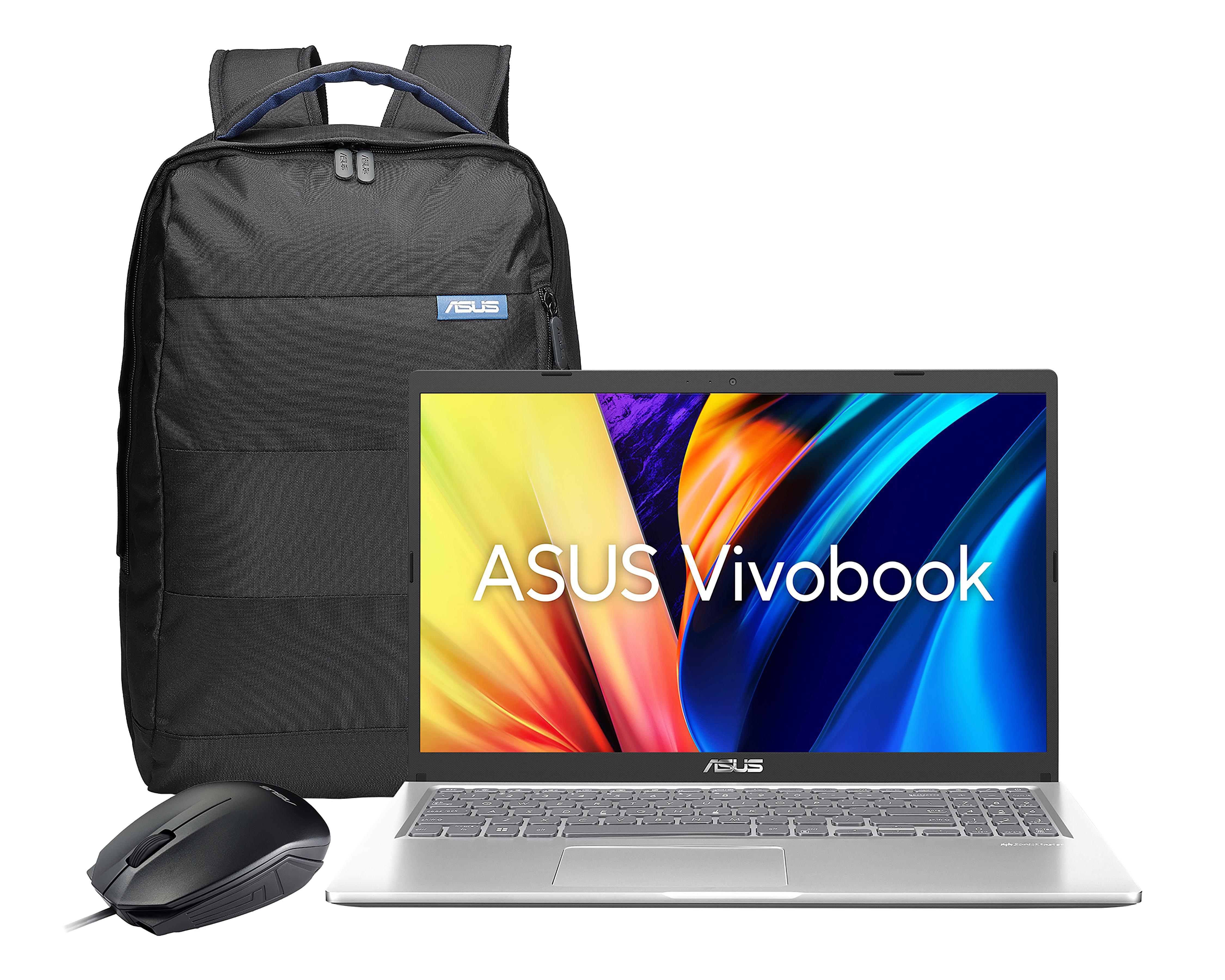 Laptop ASUS Vivobook 15.6" Windows 11 Intel Core i3 8 GB RAM 1 TB HDD + 128 GB SSD Plata + Mochila y Mouse