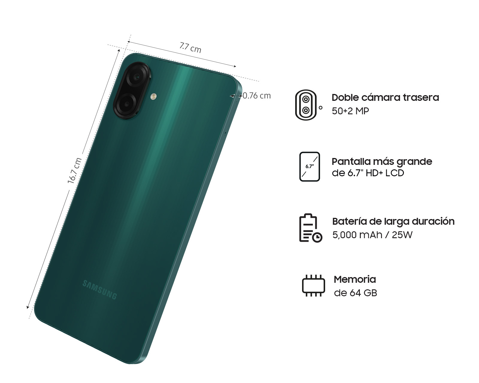 Foto 10 pulgar | Foto 9 | Telcel Samsung Galaxy A07 64 GB Verde