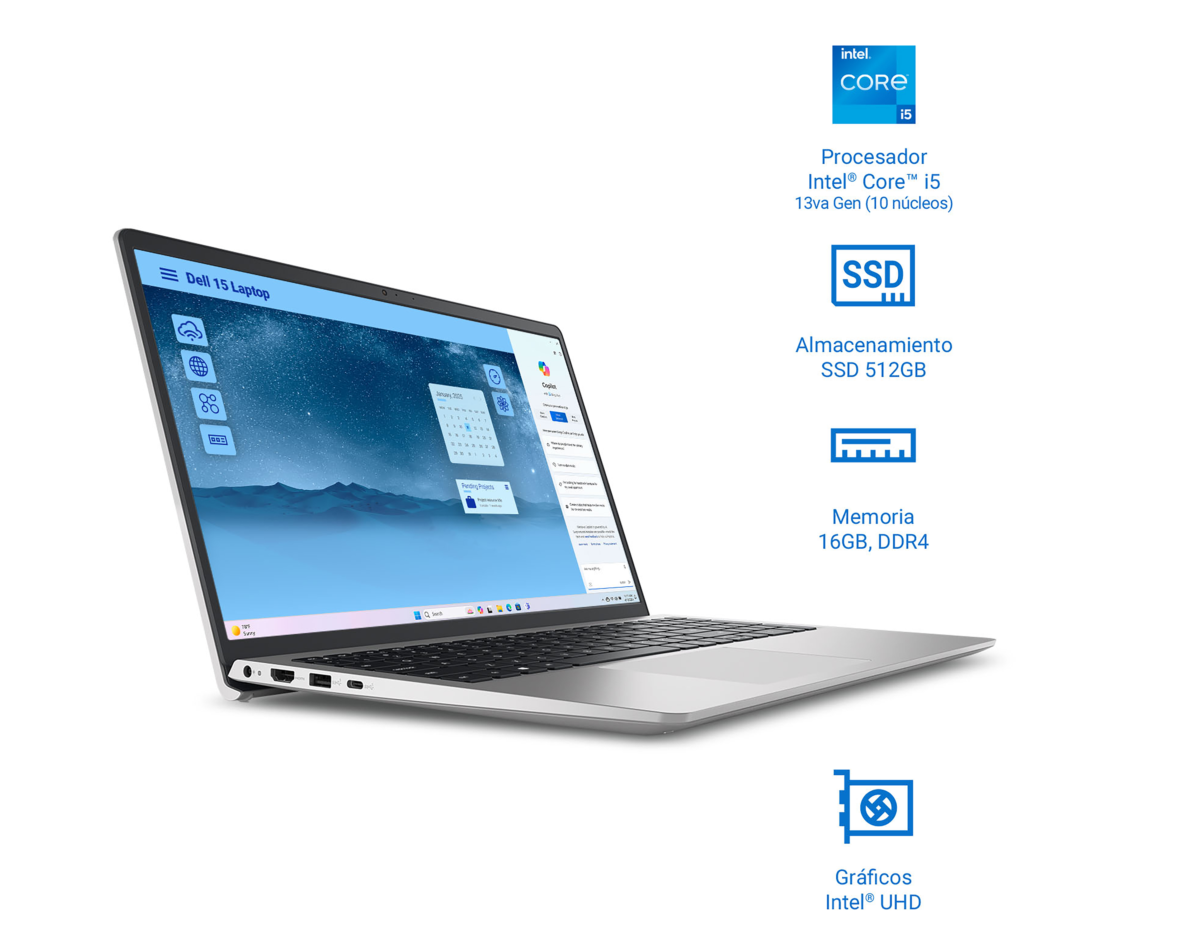Foto 3 pulgar | Foto 2 | Laptop Dell 0F6GX 15.6 Pulgadas Windows 11 Inter Core i5 16 GB RAM 512 GB SSD Plateado