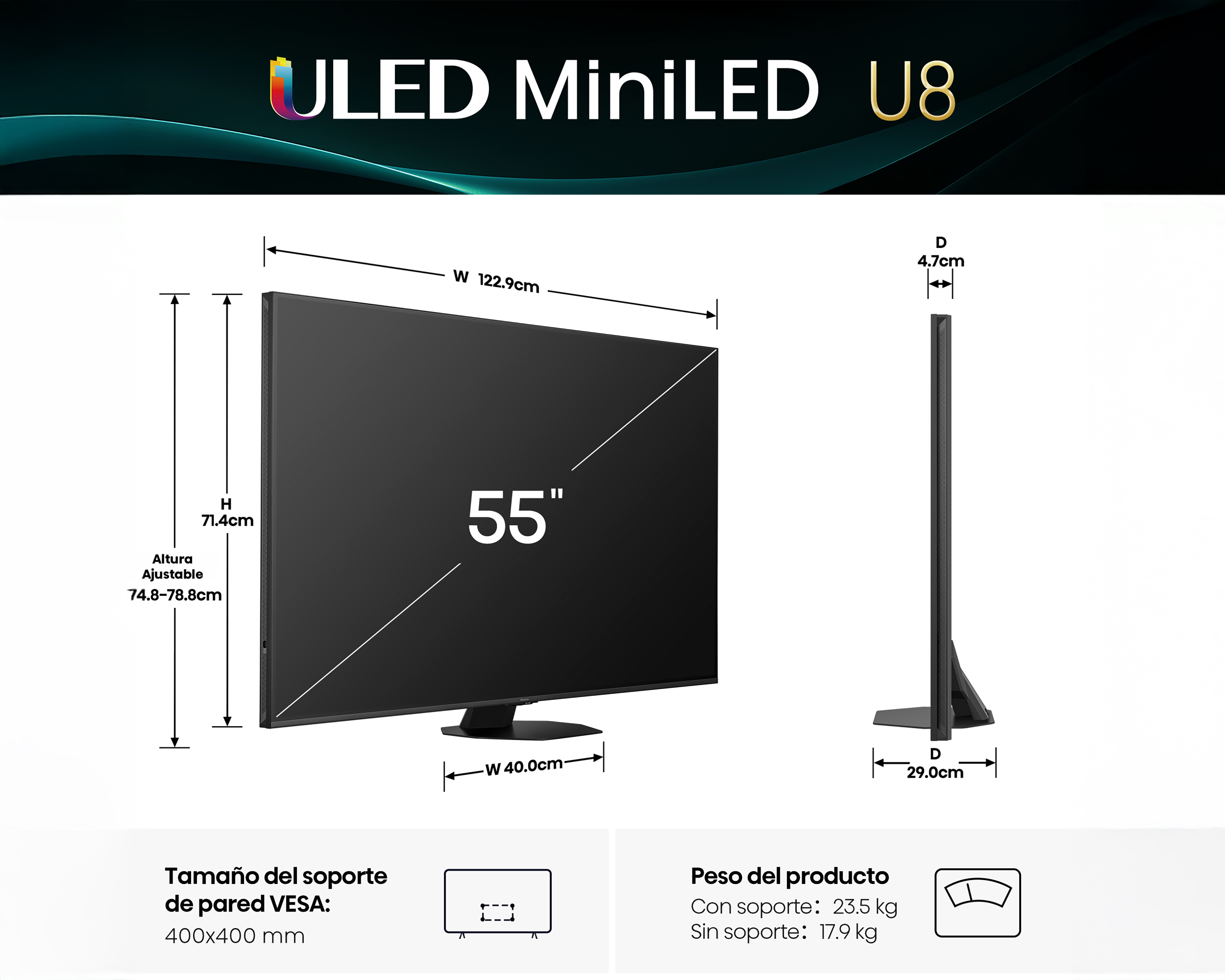 Foto 11 pulgar | Foto 10 | Pantalla Smart TV Hisense Mini Led Uled 4K Hisense 55 Pulgadas 55U8QG